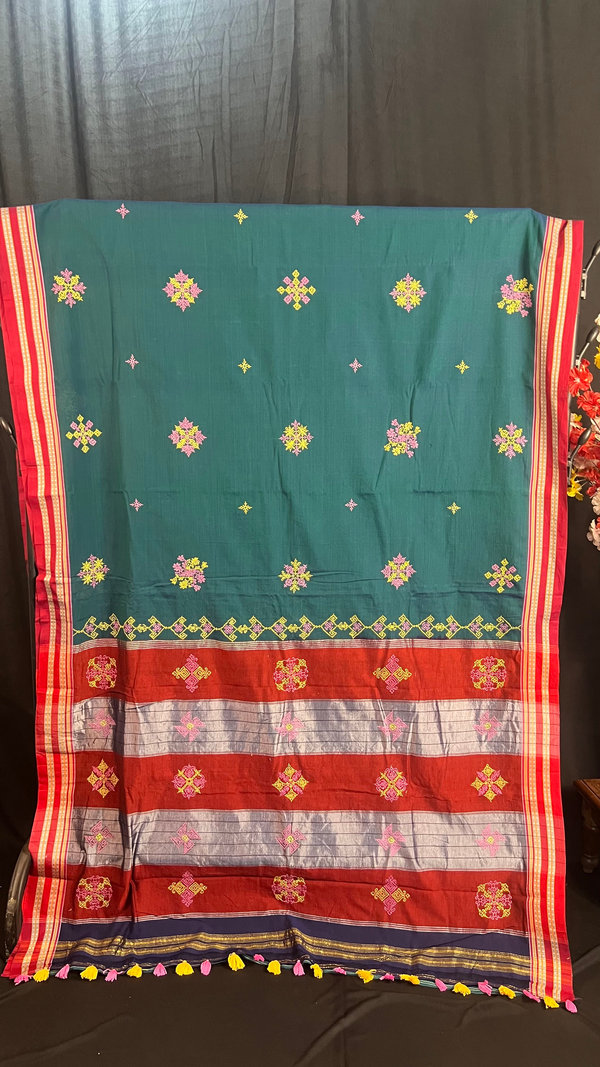 Handmade Kasuti Embroidered Pure Cotton Saree