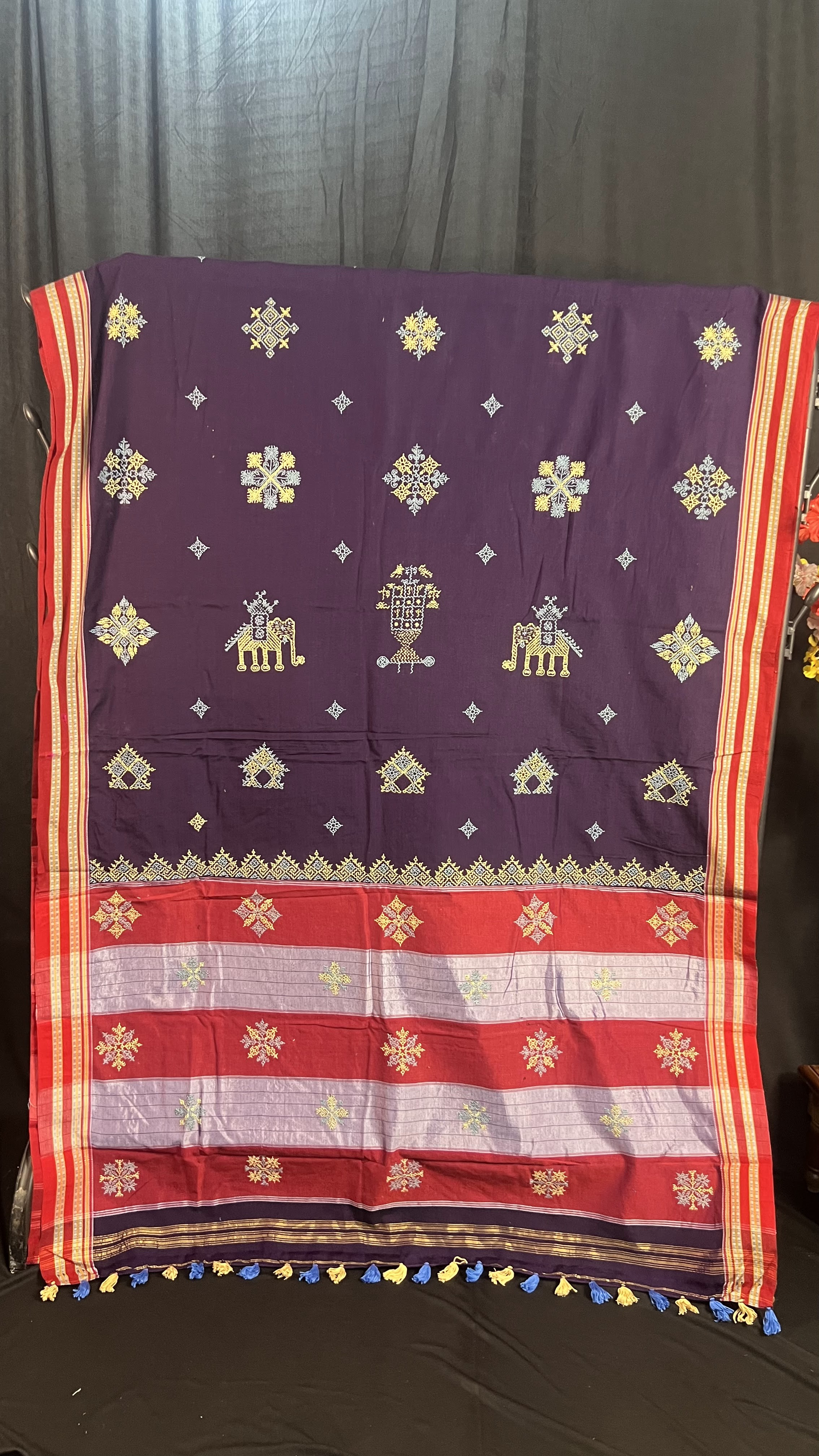 Handmade Kasuti Embroidered Pure Cotton Saree