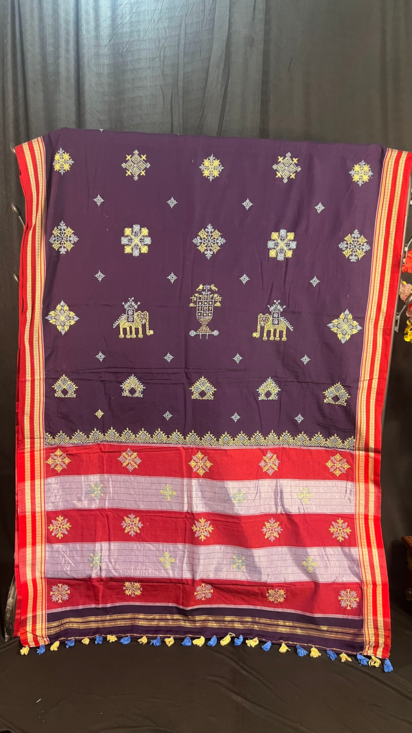 Handmade Kasuti Embroidered Pure Cotton Saree