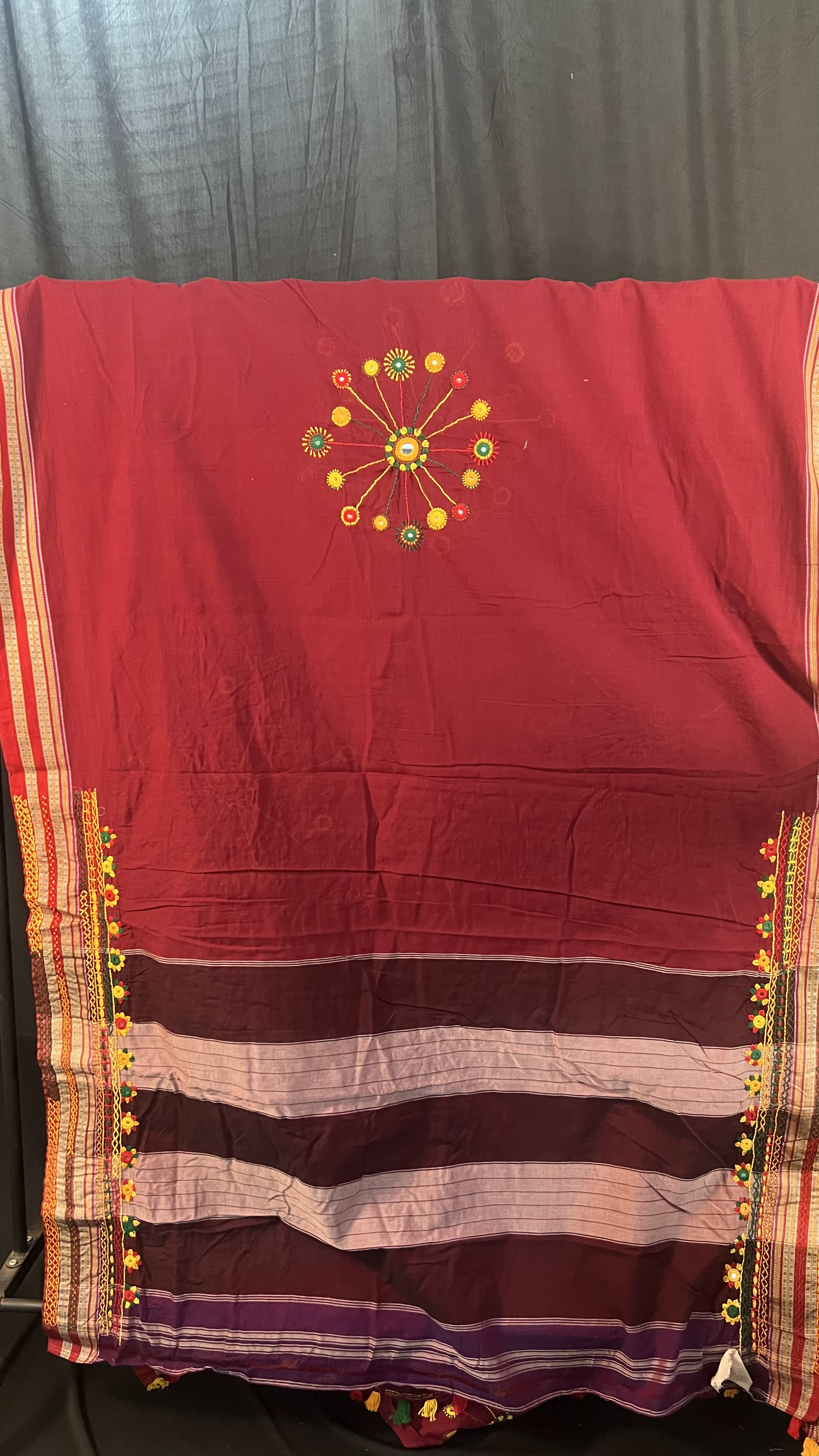 Handmade Lambani Embroidered Pure Cotton Saree with Running Blouse Piece