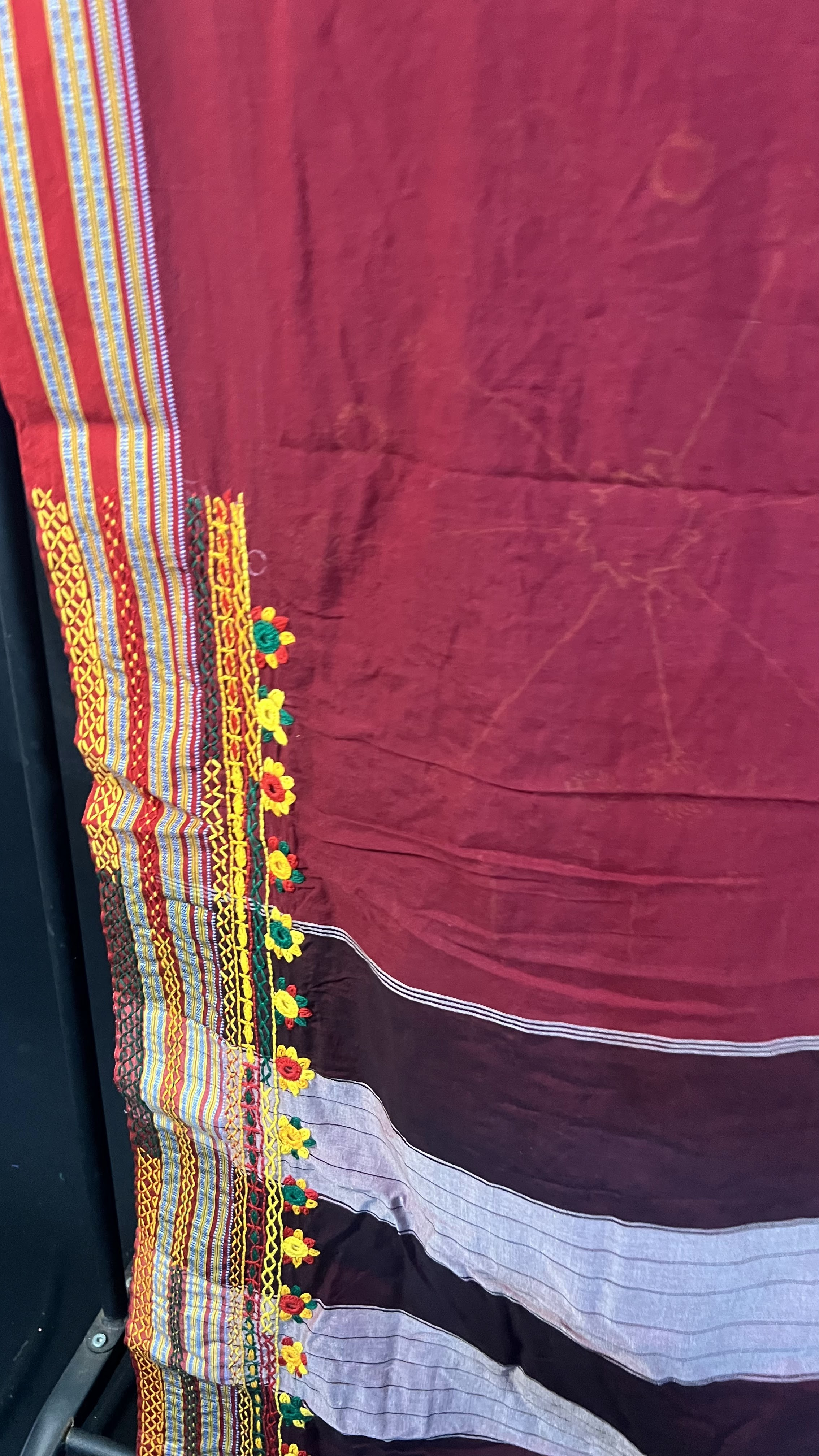 Handmade Lambani Embroidered Pure Cotton Saree with Running Blouse Piece