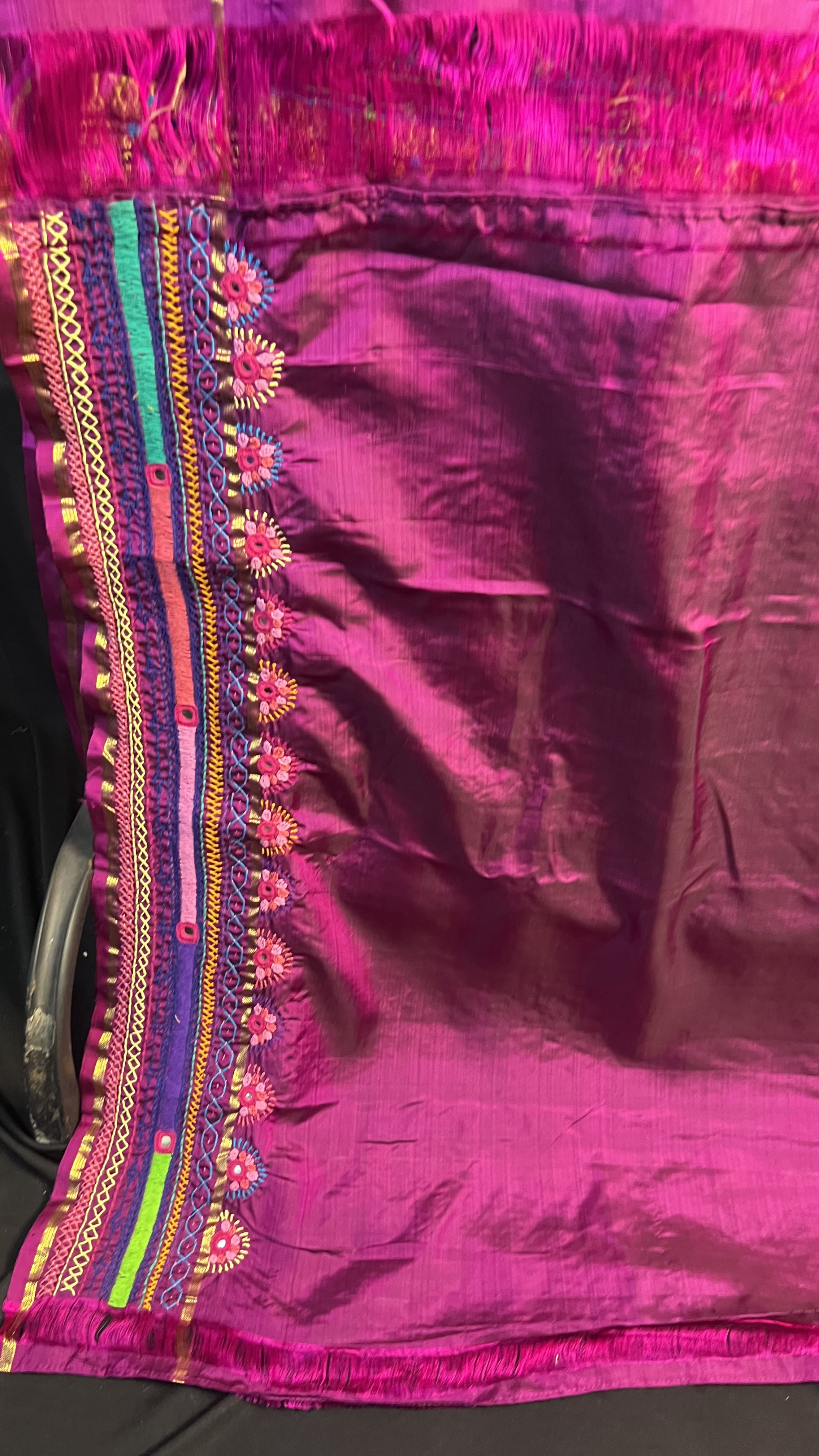 Handmade Lambani Embroidered Pure Silk Molakalmuru Saree with Running Blouse Piece