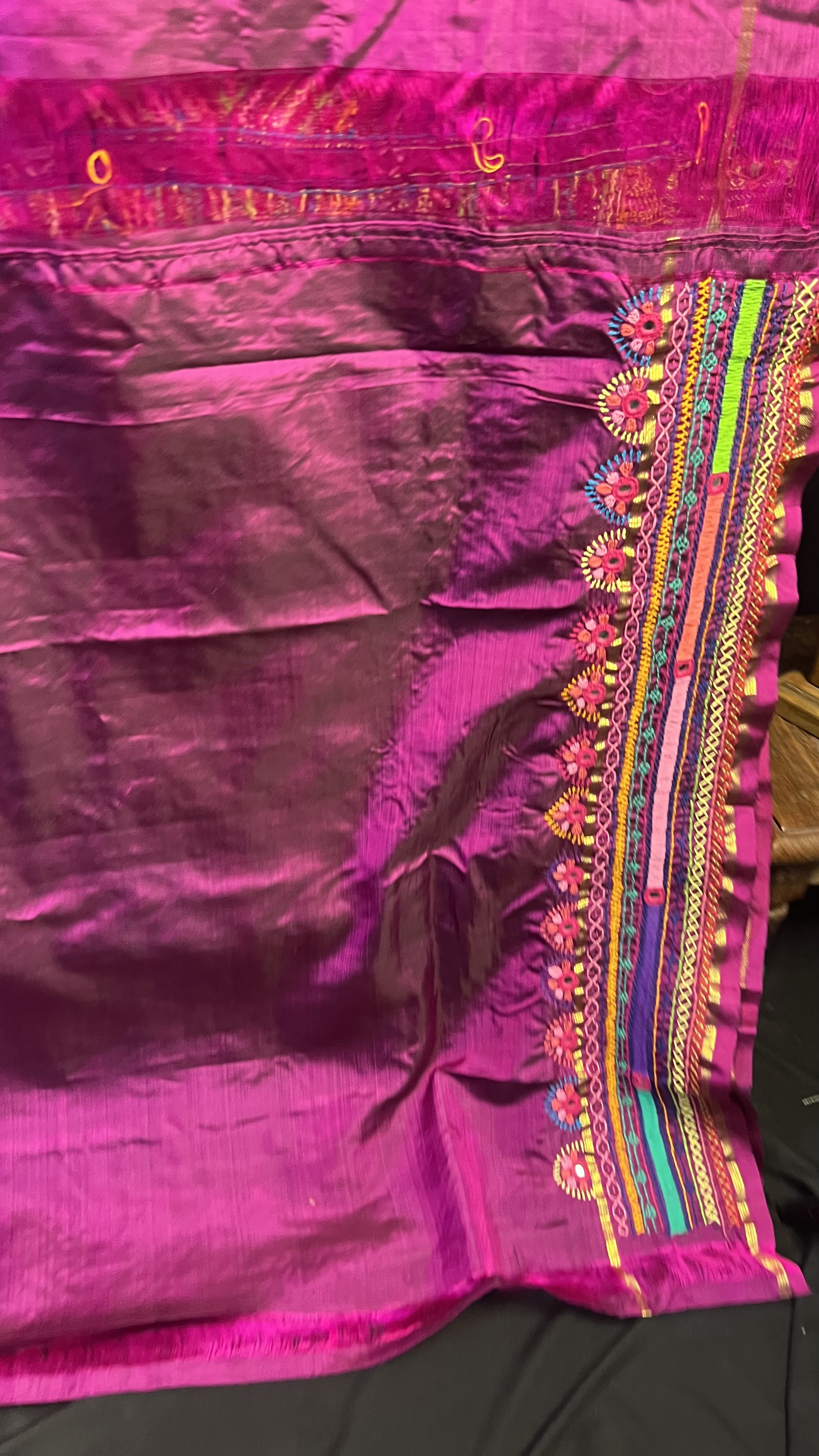 Handmade Lambani Embroidered Pure Silk Molakalmuru Saree with Running Blouse Piece