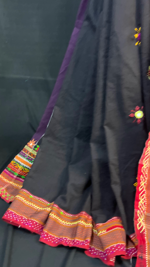 Handmade Lambani Embroidered Pure Cotton Saree with Running Blouse Piece
