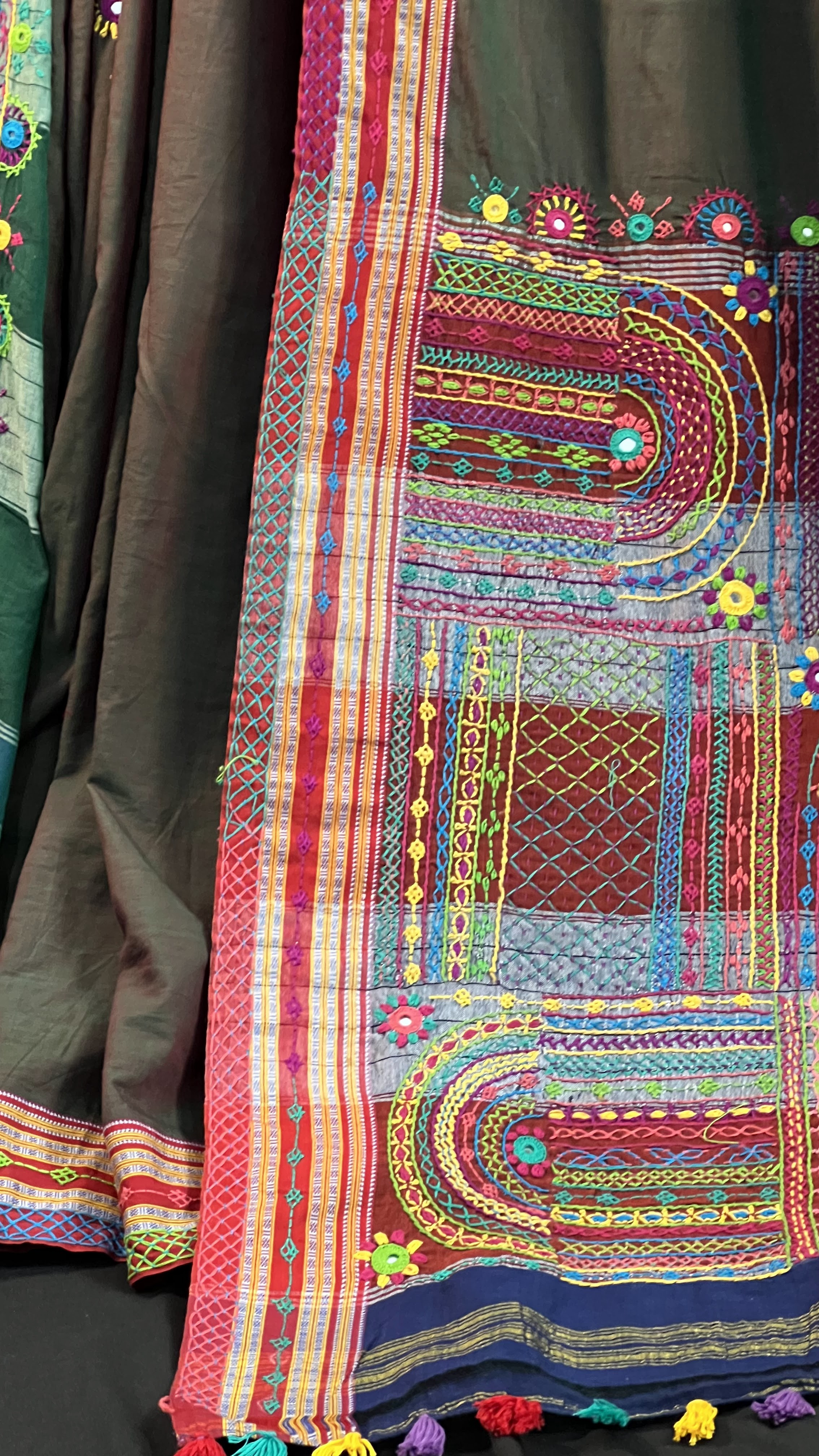 Handmade Lambani Embroidered Pure Cotton Saree with Running Blouse Piece