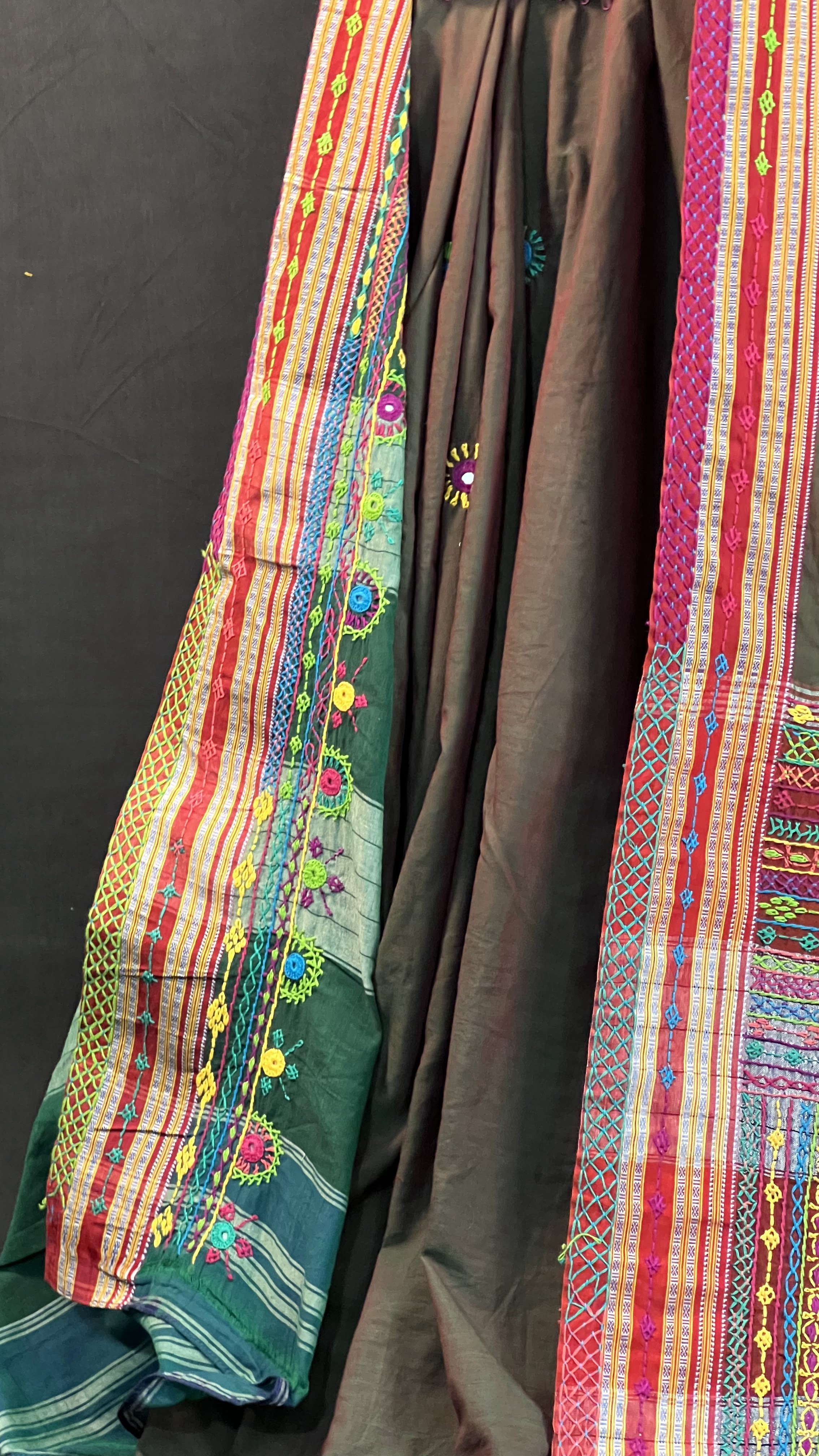 Handmade Lambani Embroidered Pure Cotton Saree with Running Blouse Piece