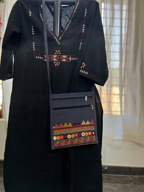 Lambani Hand Embroidery Cotton Sling Bag