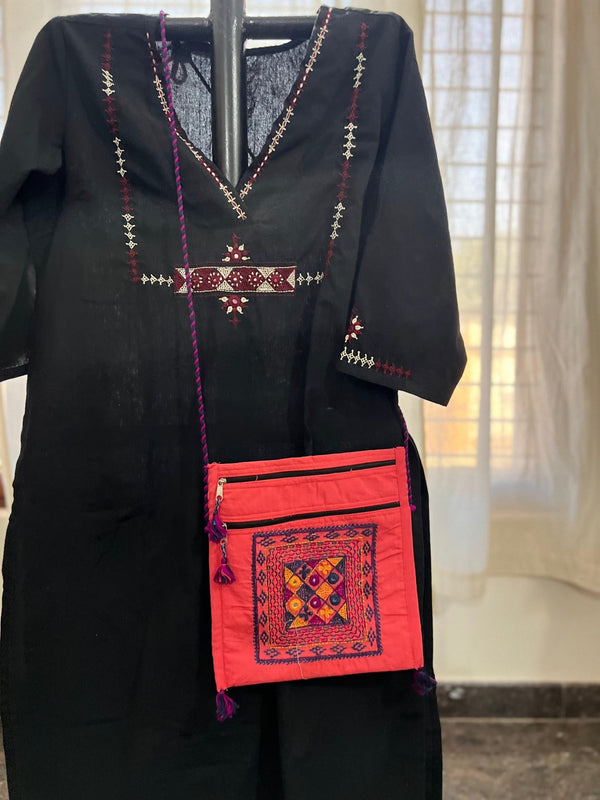 Lambani Hand Embroidery Cotton Sling Bag