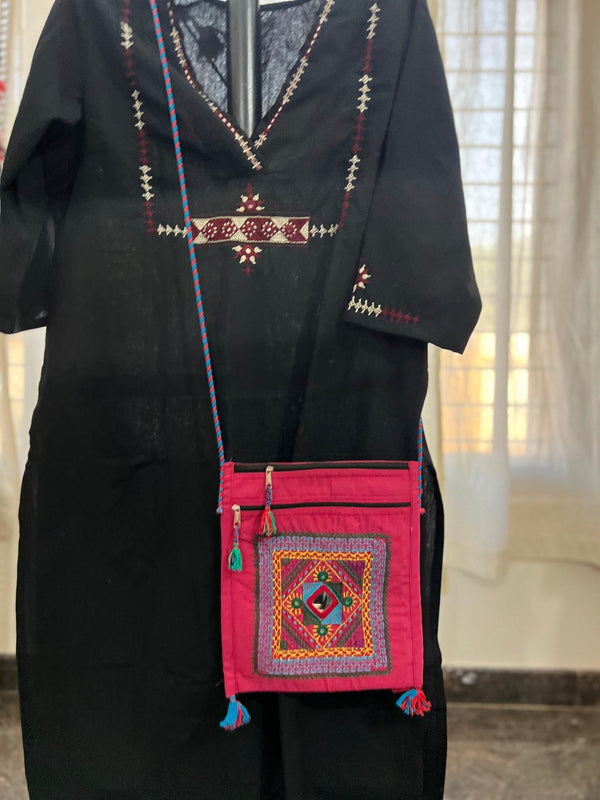 Lambani Hand Embroidery Cotton Sling Bag