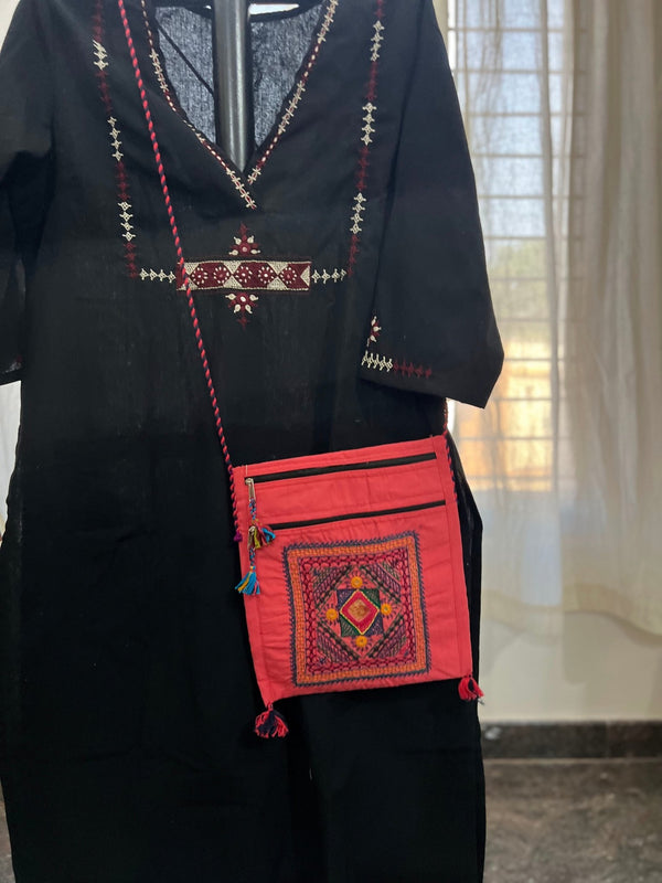 Lambani Hand Embroidery Cotton Sling Bag
