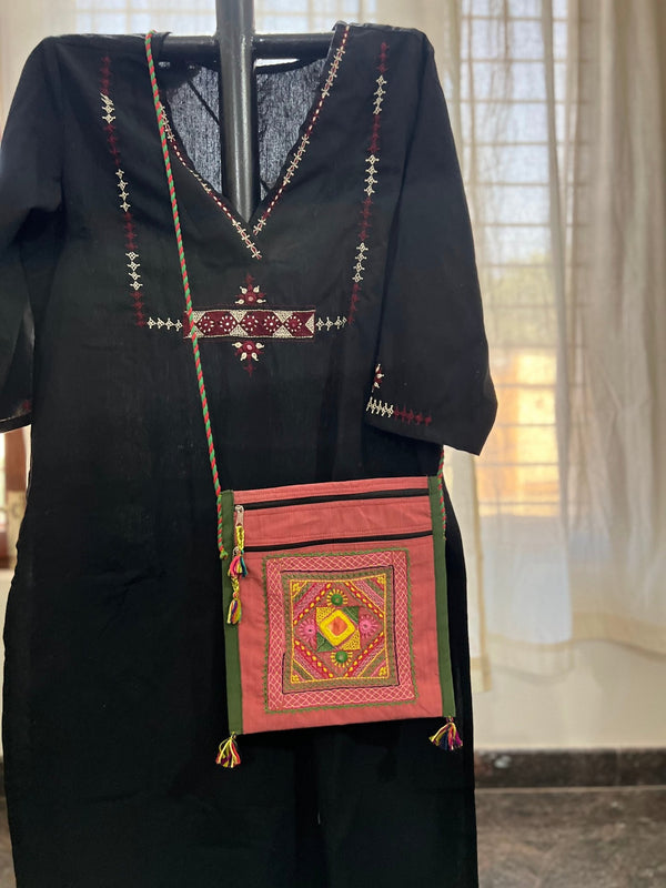 Lambani Hand Embroidery Cotton Sling Bag