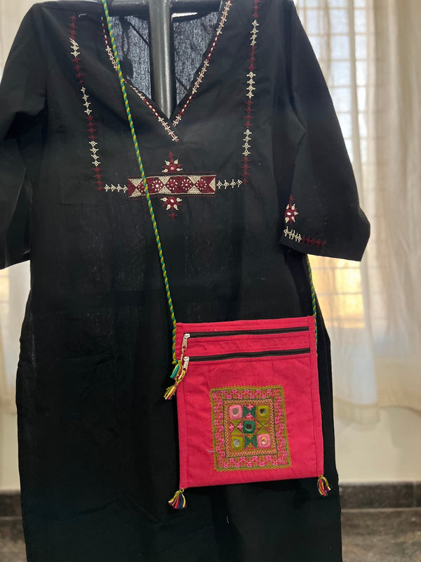 Lambani Hand Embroidery Cotton Sling Bag