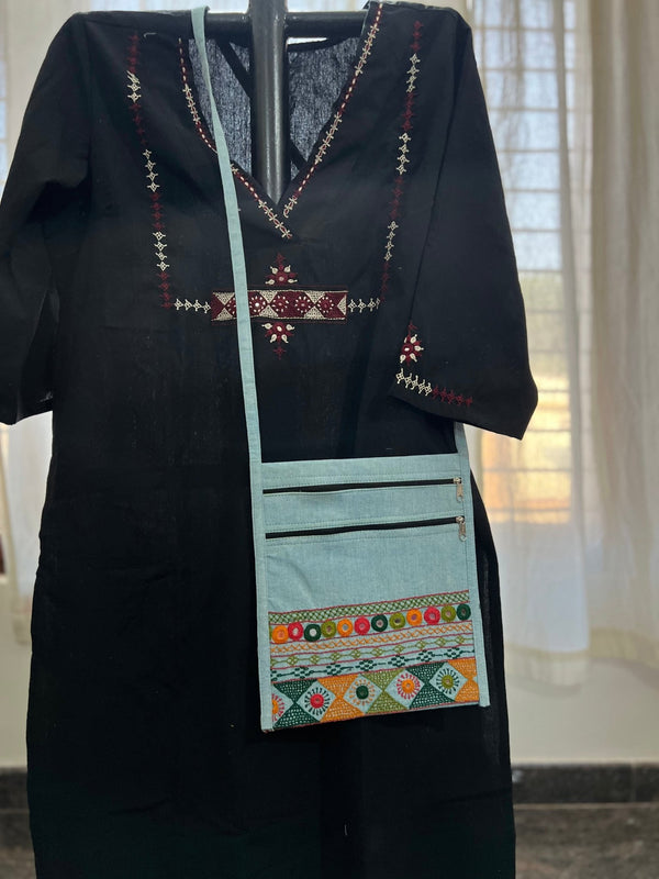 Lambani Hand Embroidery Cotton Sling Bag