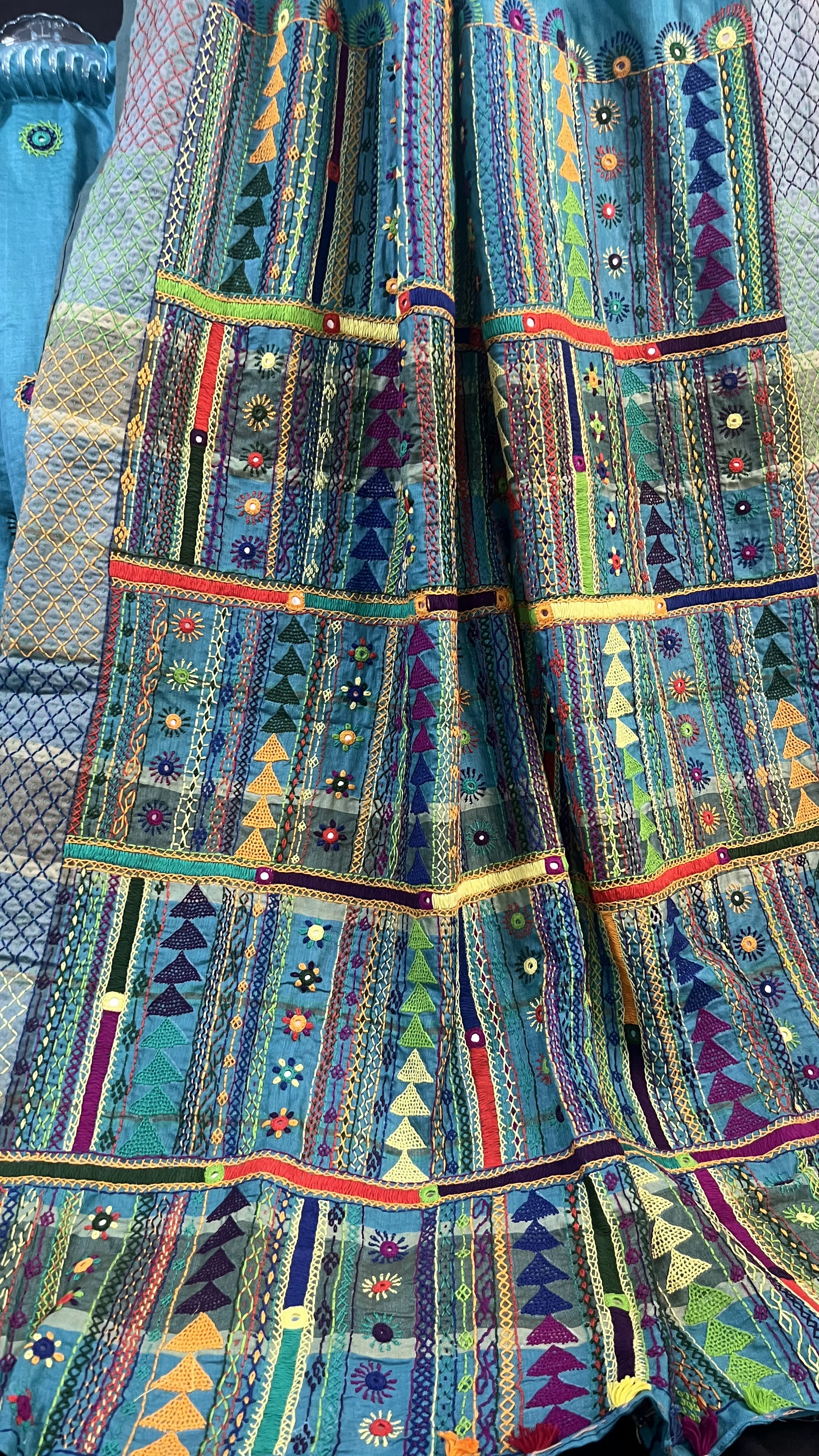 Handmade Lambani Embroidered Pure Tussar Saree with Running Blouse Piece