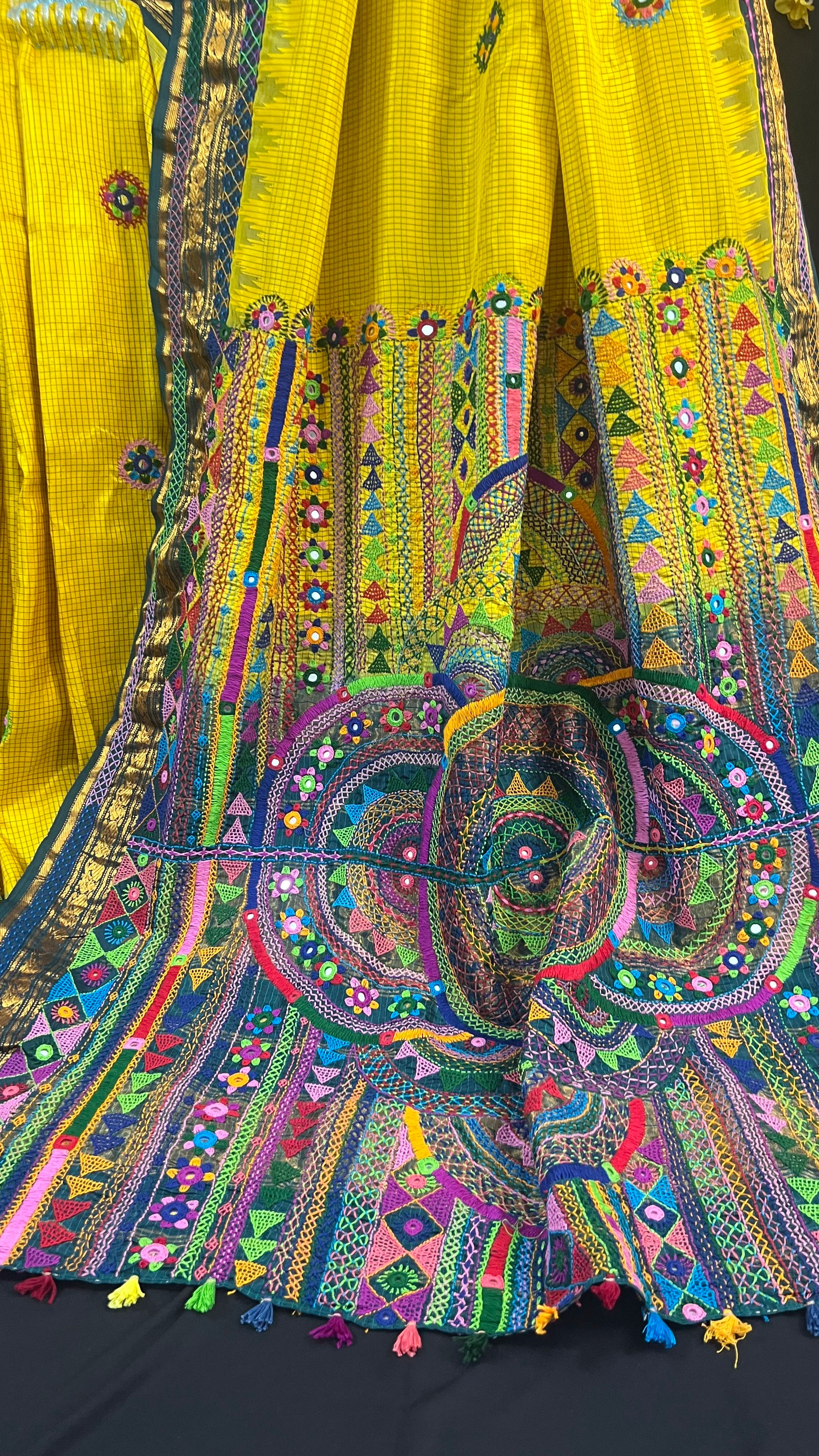 Handmade Lambani Embroidered Pure Silk Molakalmuru Saree with Running Blouse Piece