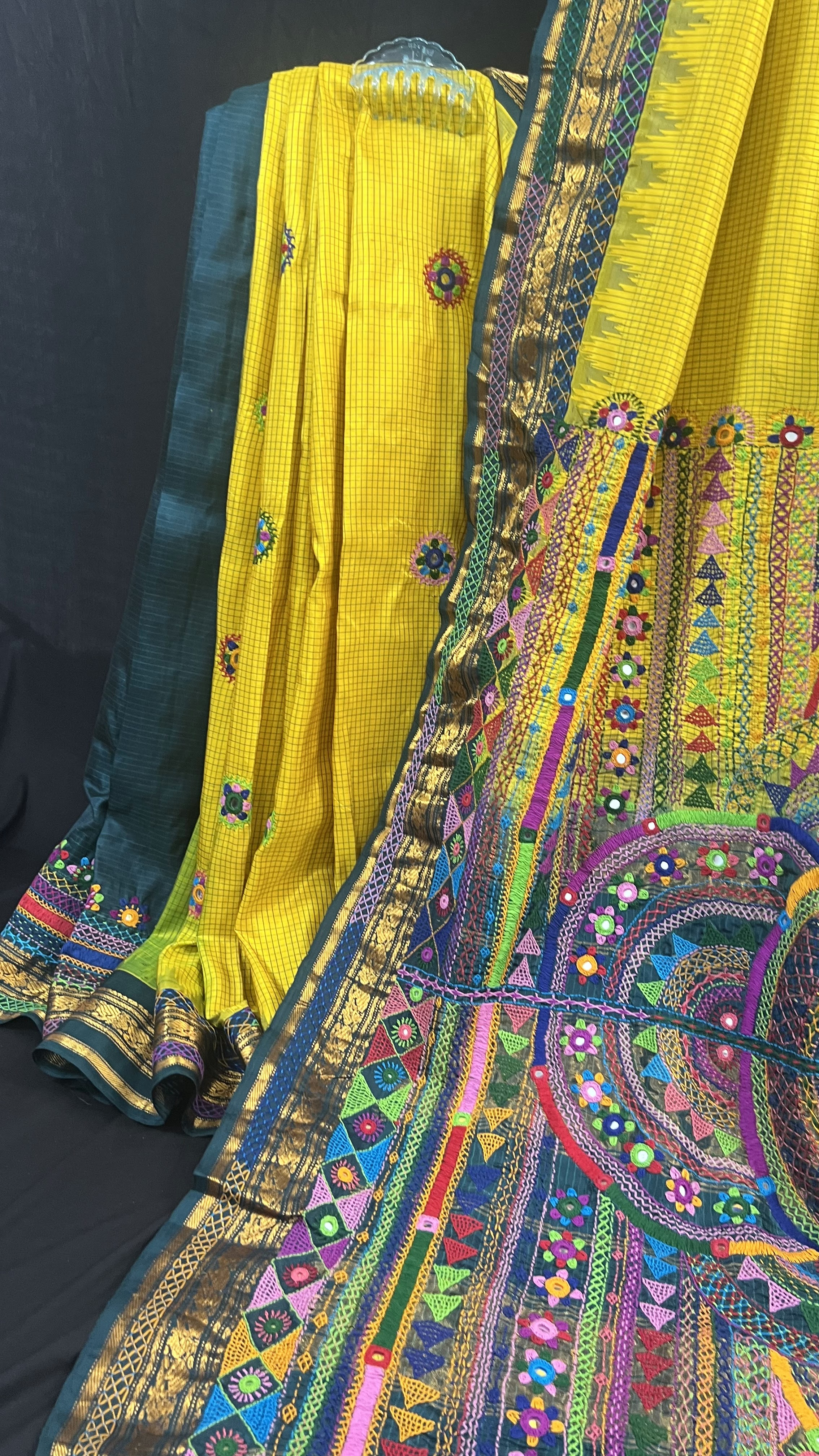 Handmade Lambani Embroidered Pure Silk Molakalmuru Saree with Running Blouse Piece