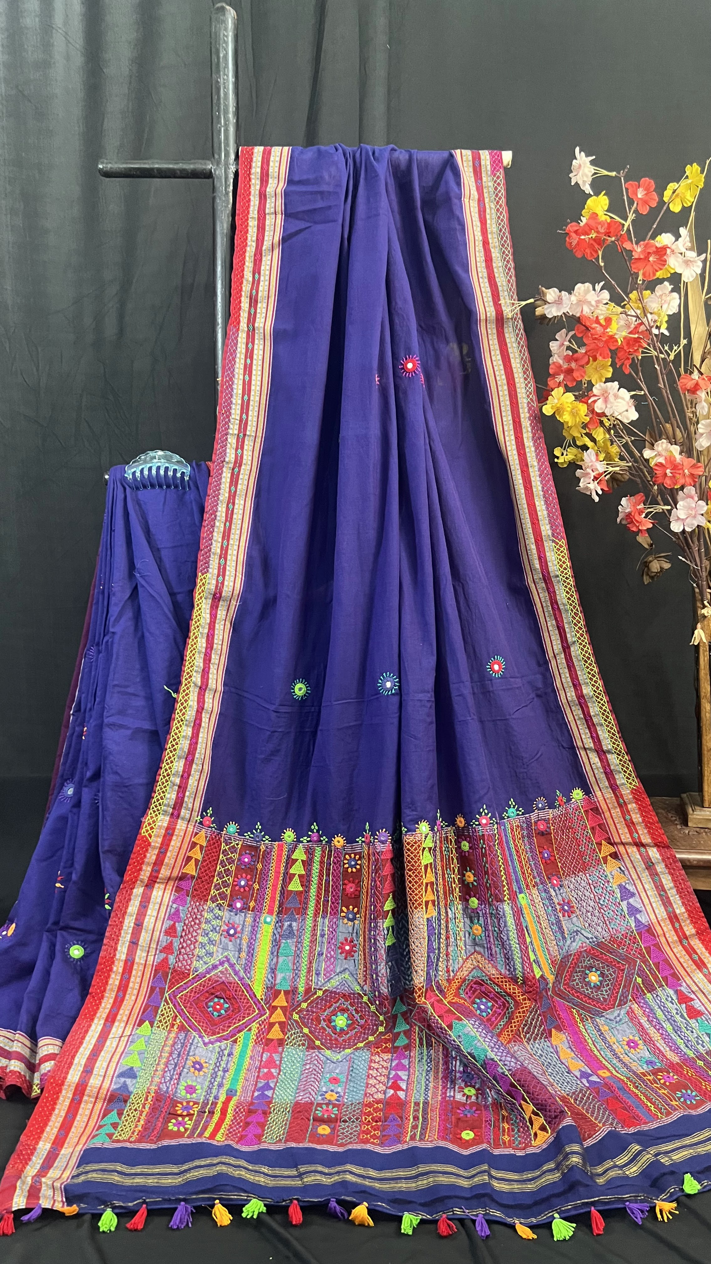 Handmade Kasuti Embroidered Pure Cotton Saree