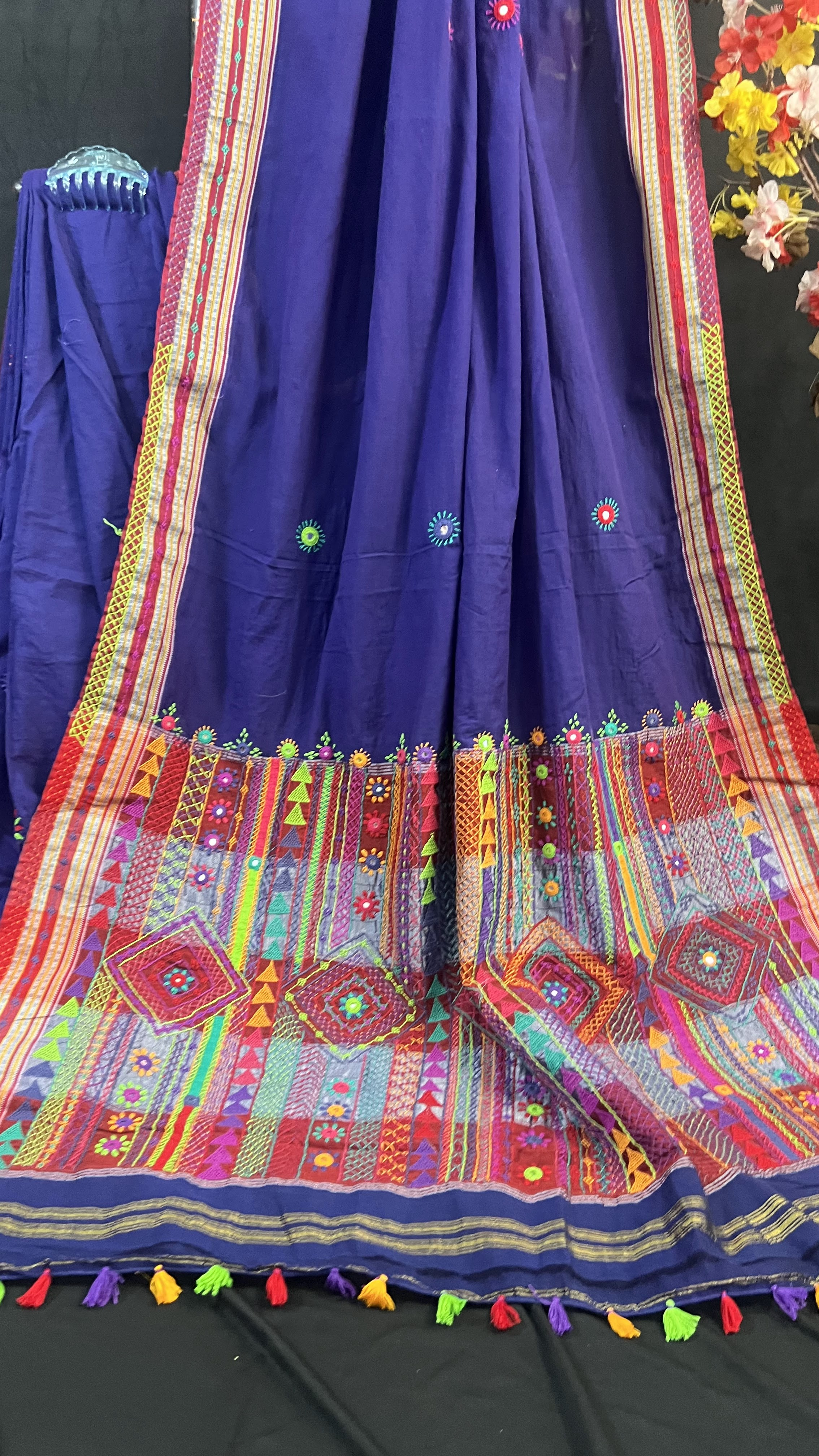 Handmade Kasuti Embroidered Pure Cotton Saree