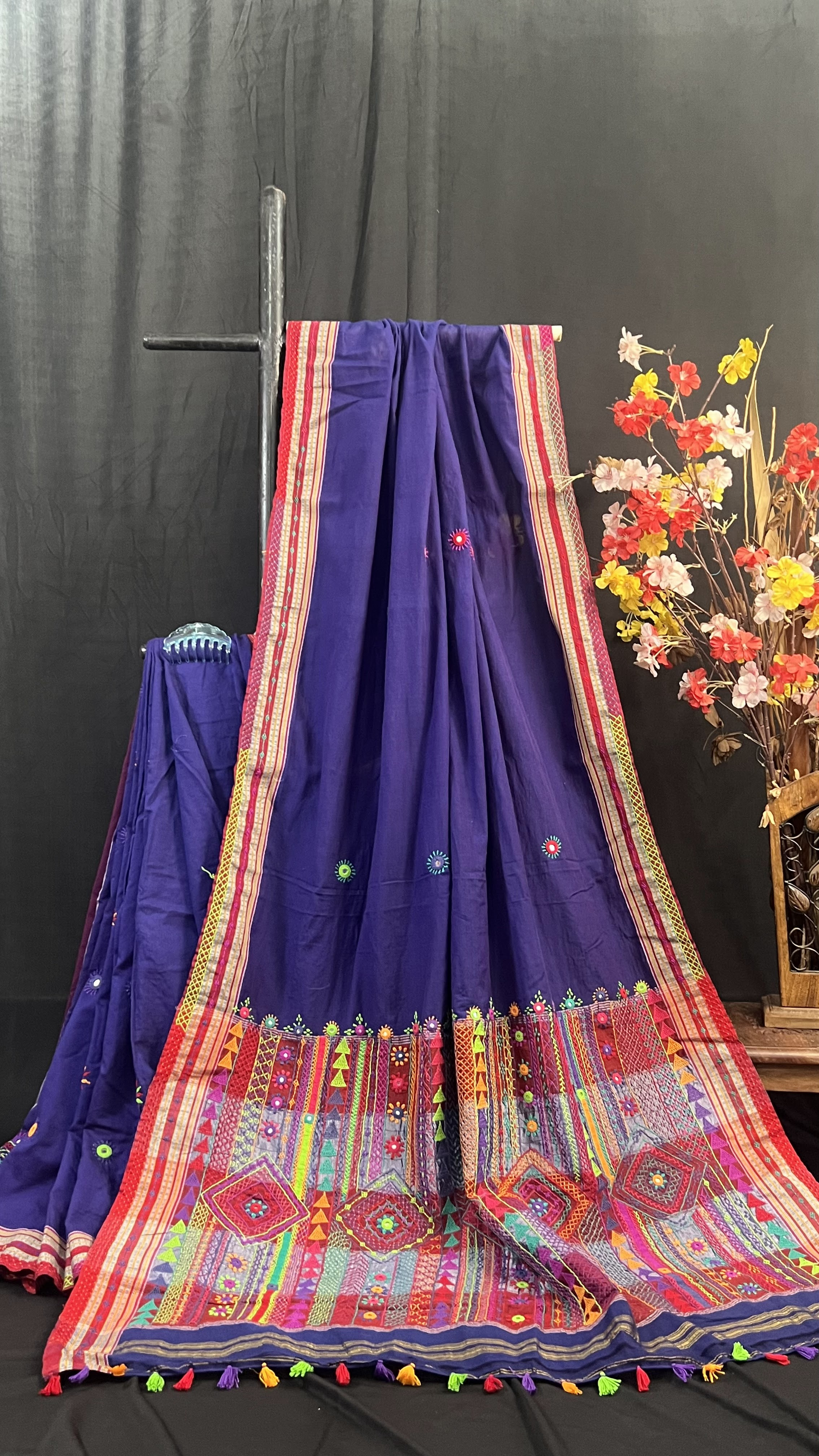 Handmade Kasuti Embroidered Pure Cotton Saree