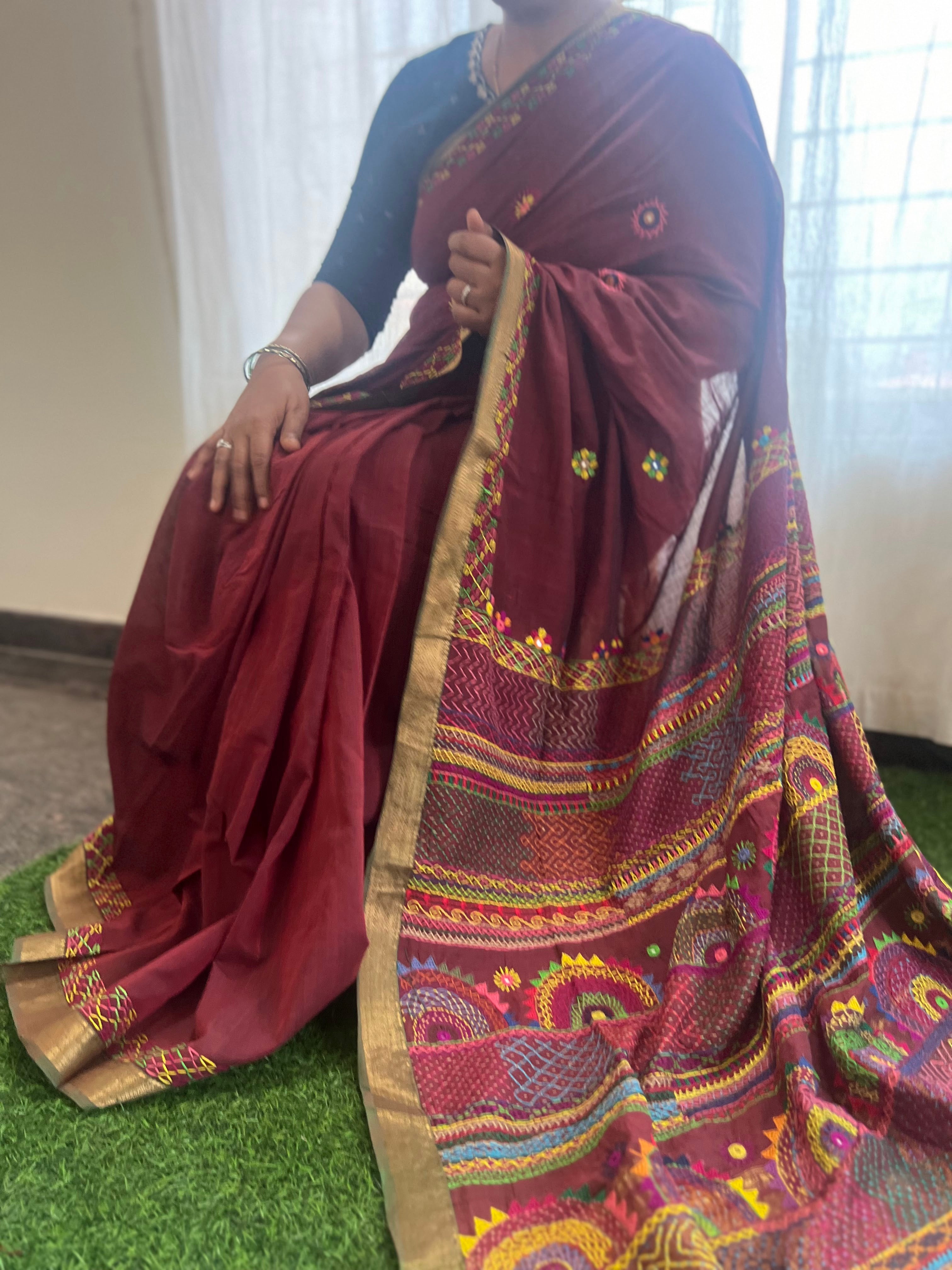 Mangalagiri cotton lambani saree