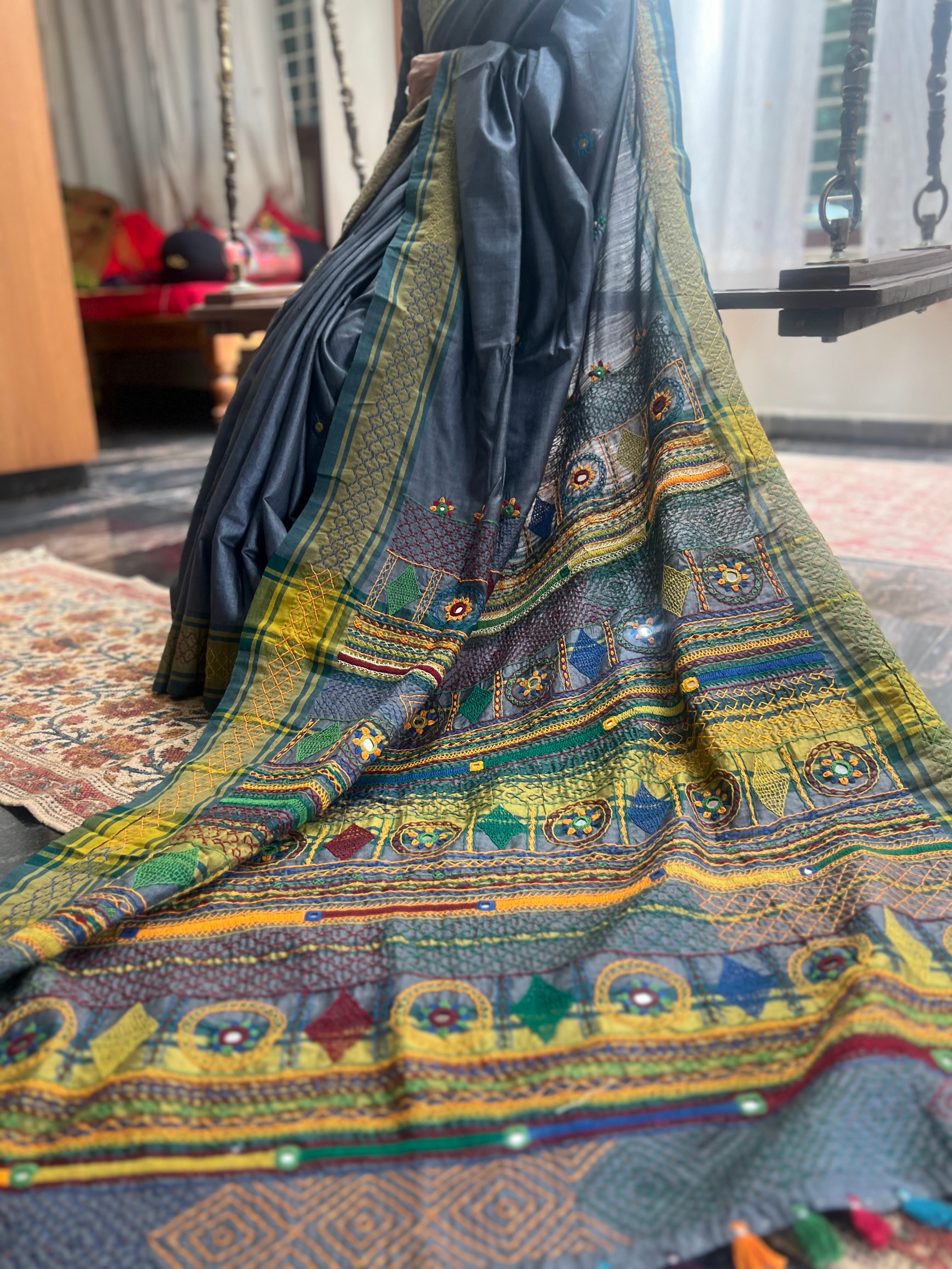 Vidhara region Tusser silk saree