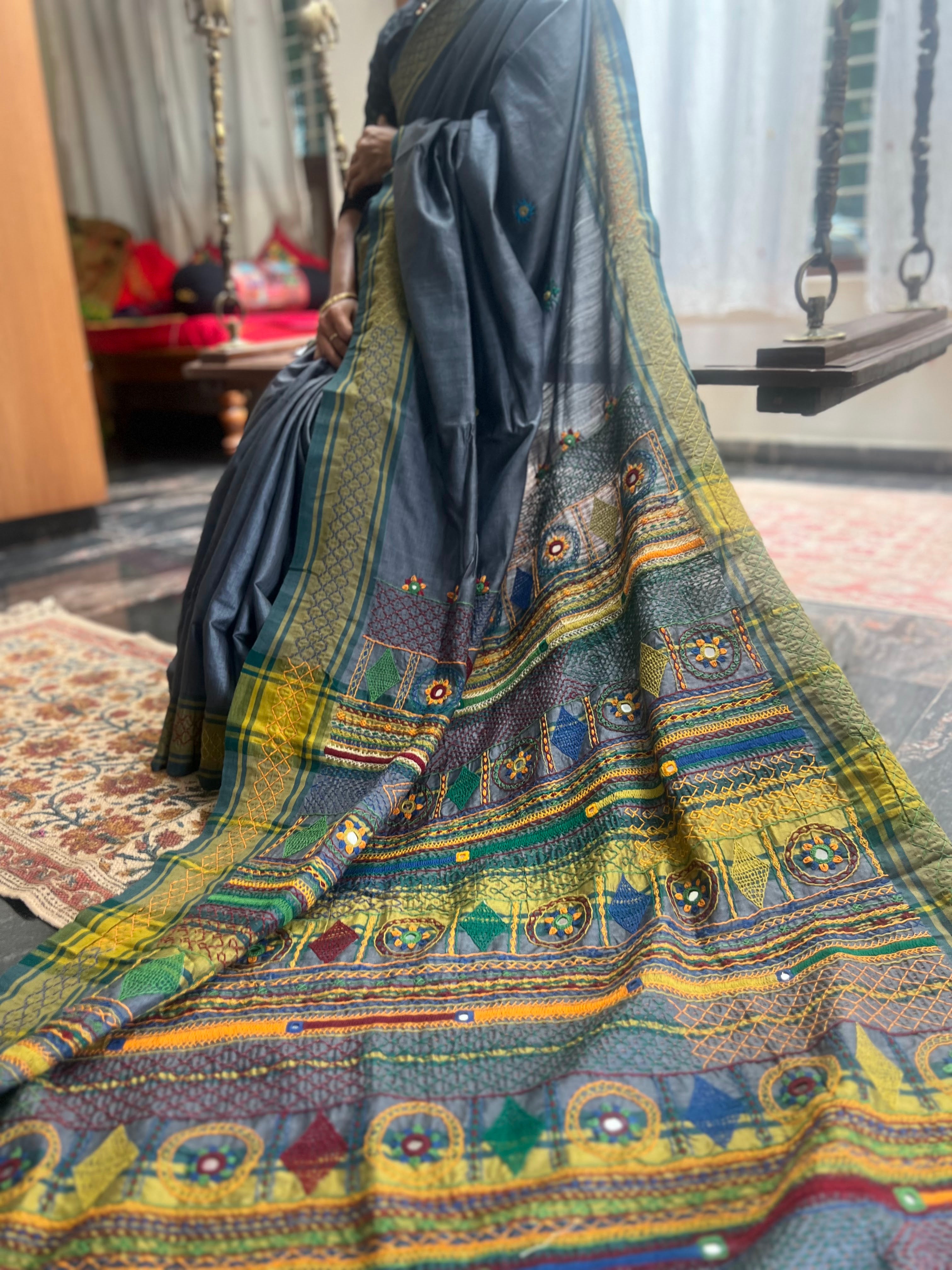 Vidhara region Tusser silk saree