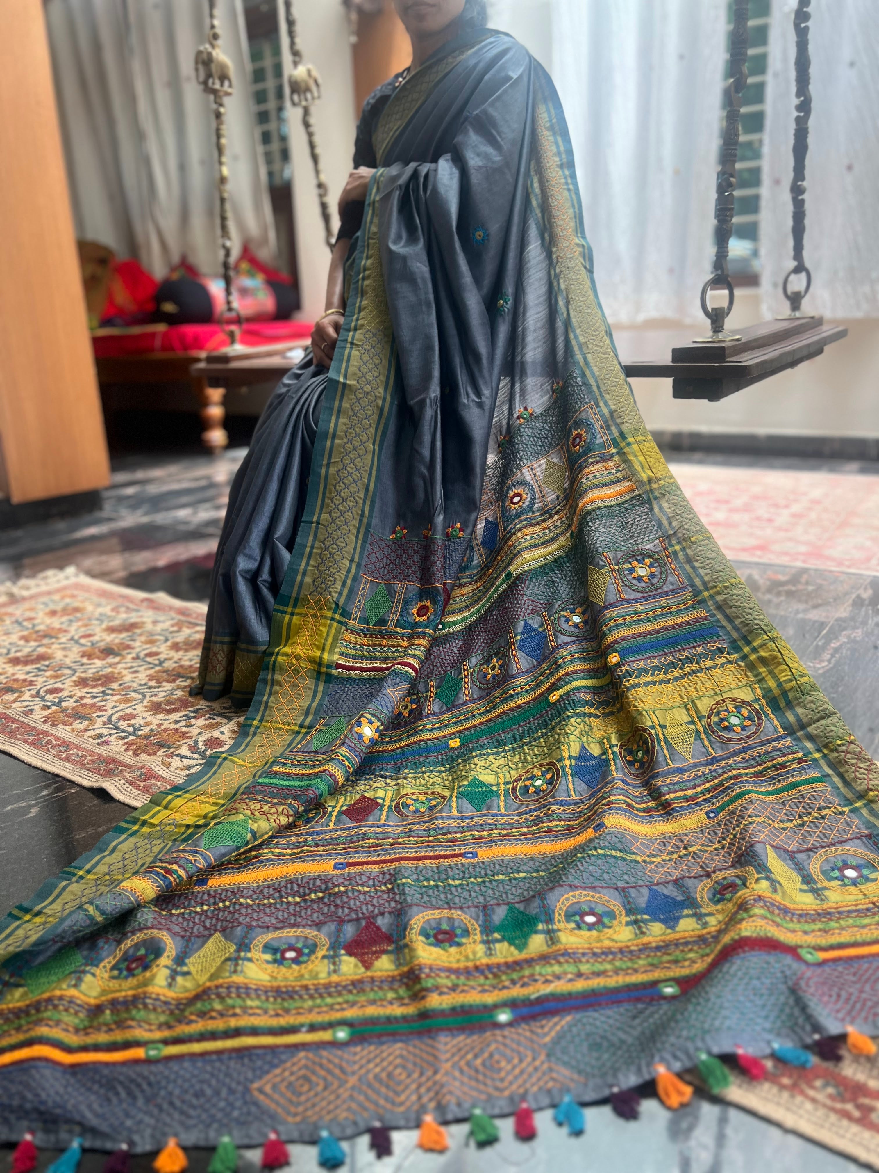 Vidhara region Tusser silk saree