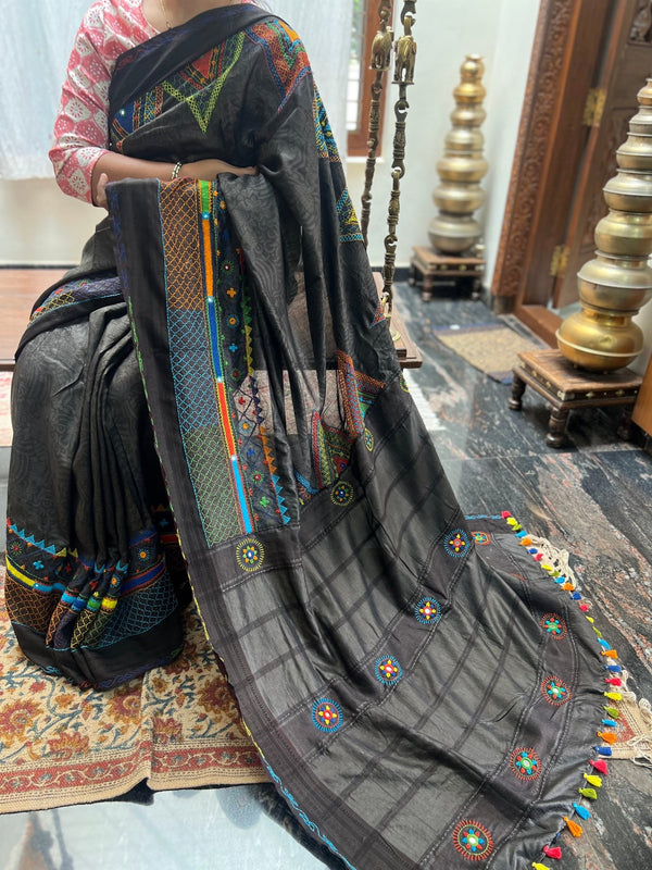 Vidhara region Tusser silk lambani  saree