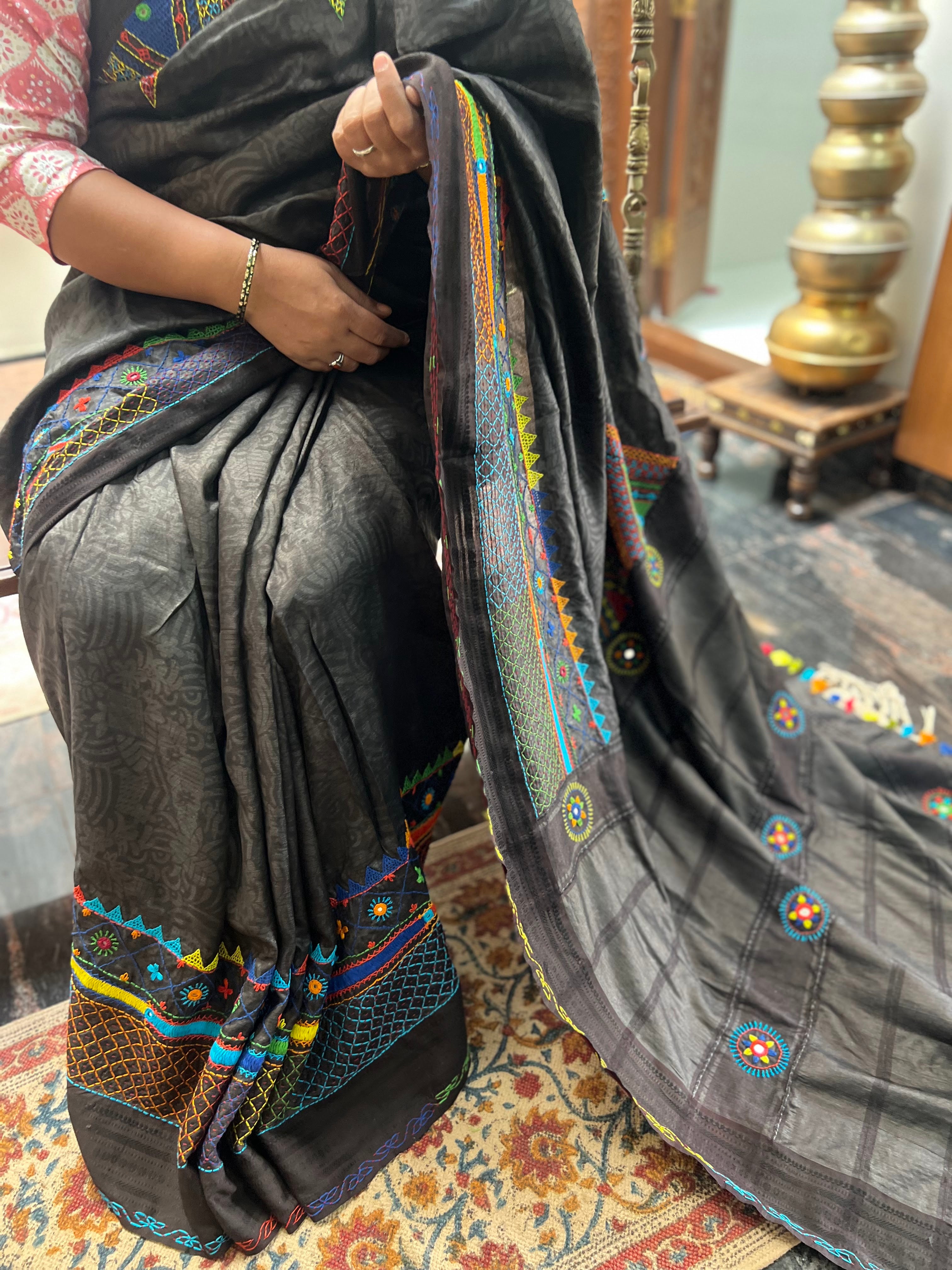 Vidhara region Tusser silk saree