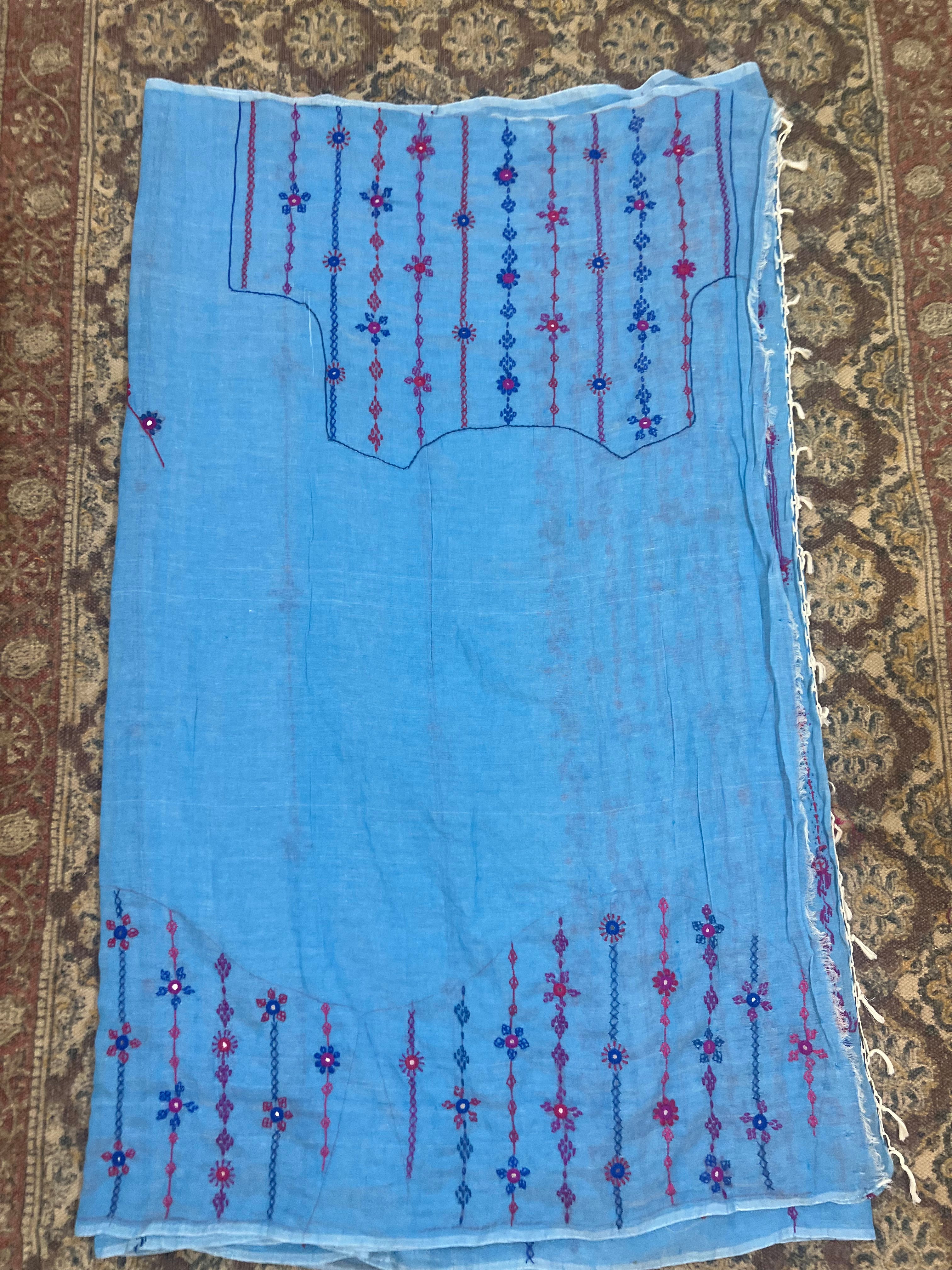 Pure cotton mirror work saree