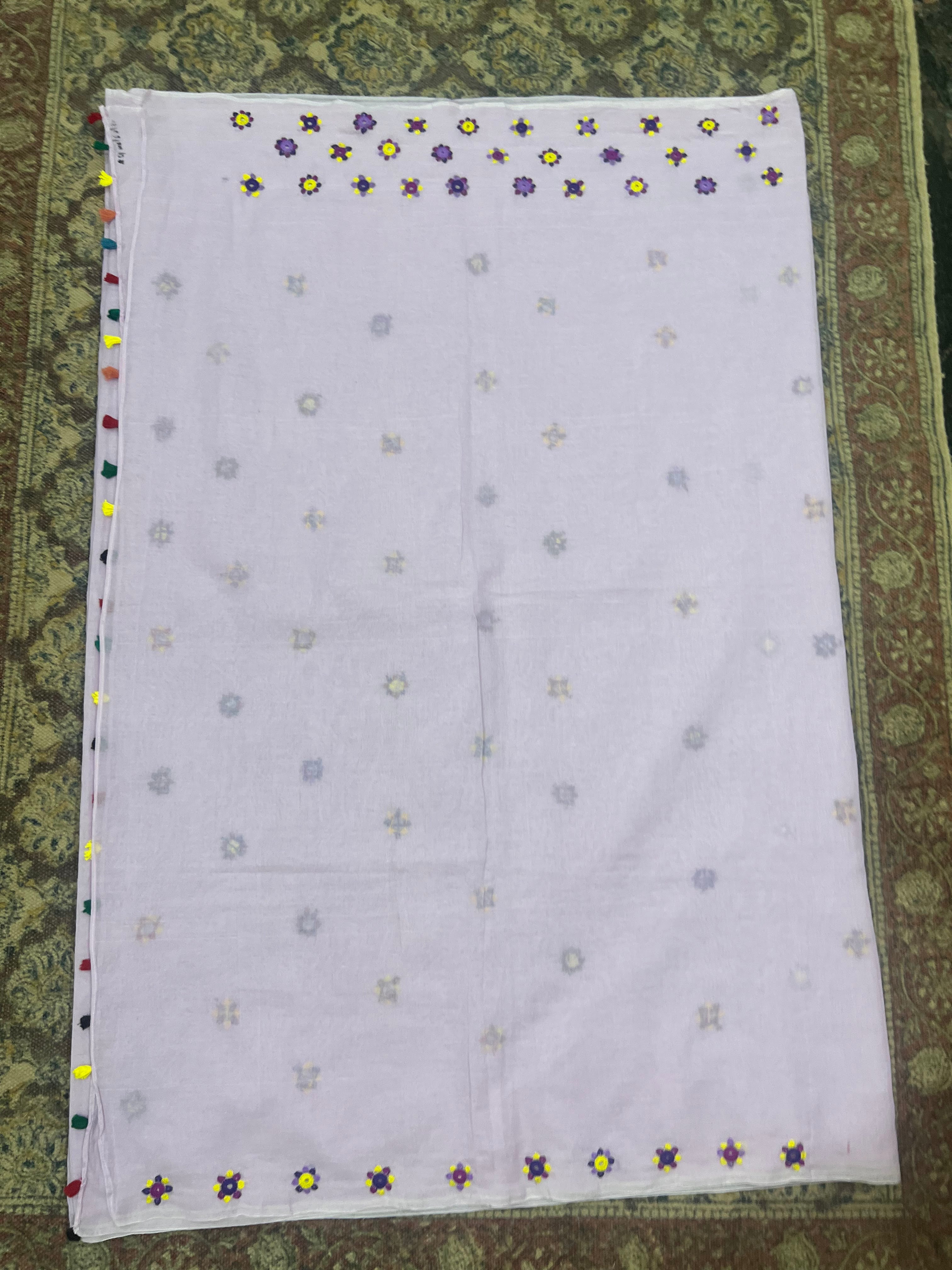 Pure cotton mirror work saree