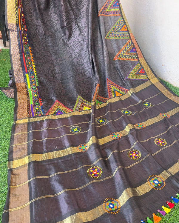 Vidhara region Tusser silk lambani  saree