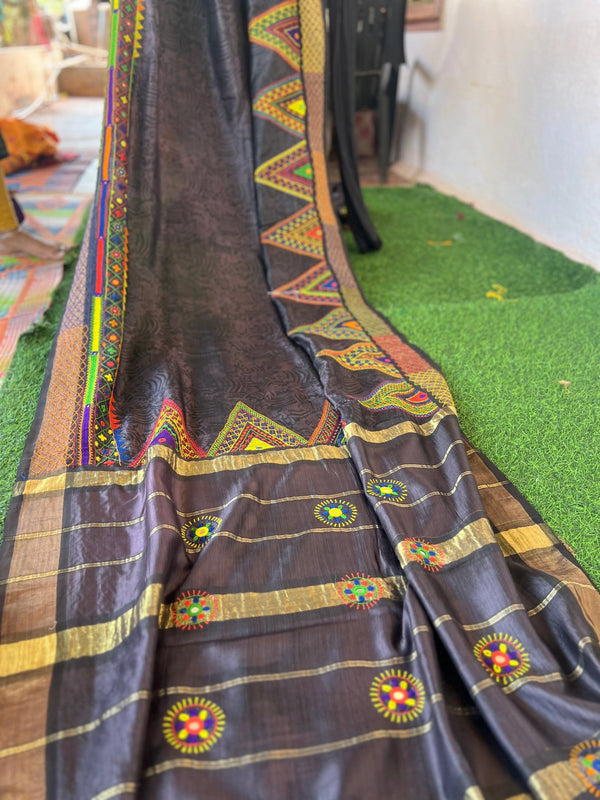 Vidhara region Tusser silk lambani  saree