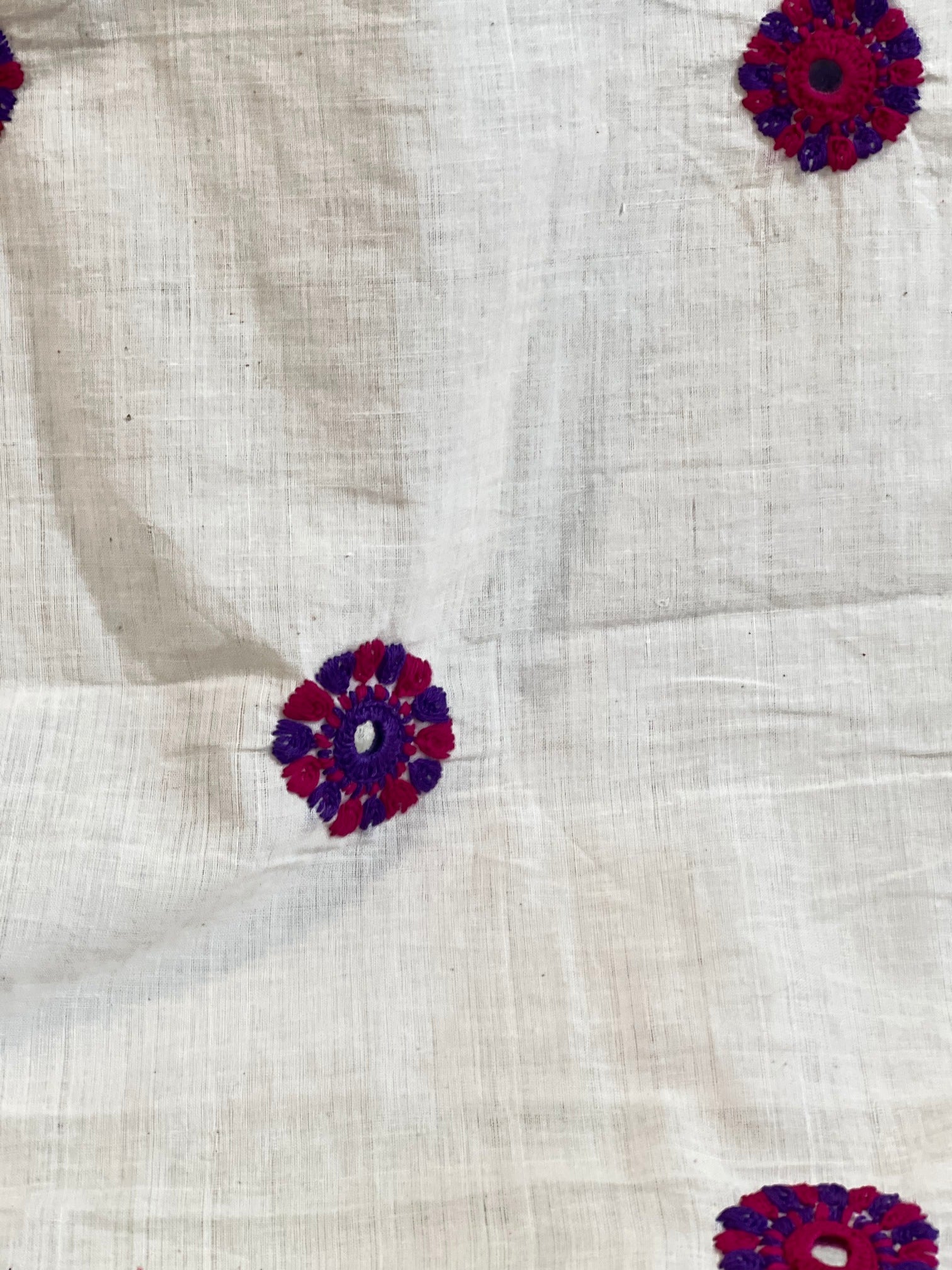 Lambani Embroidered White Saree | Mangalagiri Cotton Saree