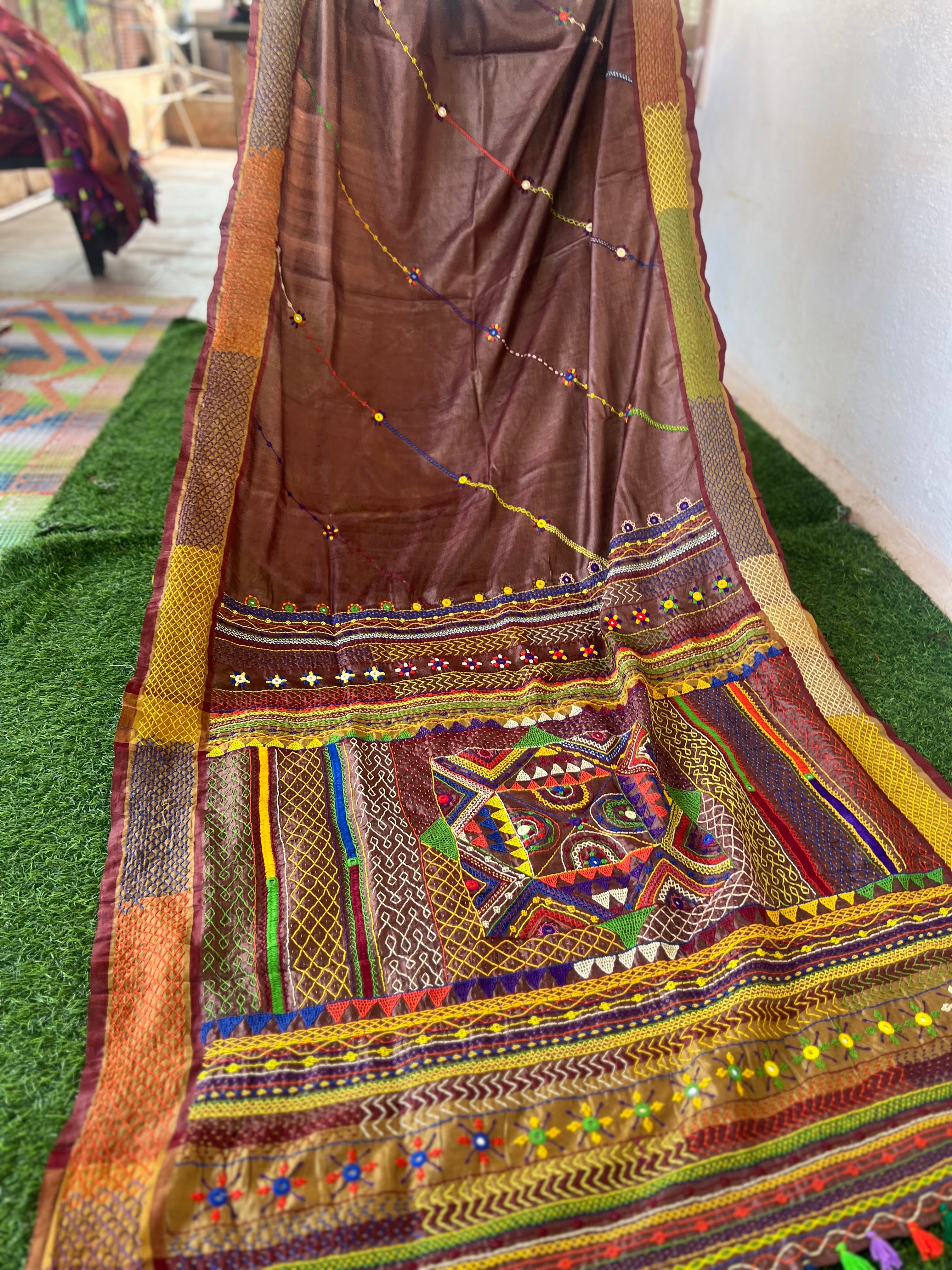 Vidhara region Tusser silk saree