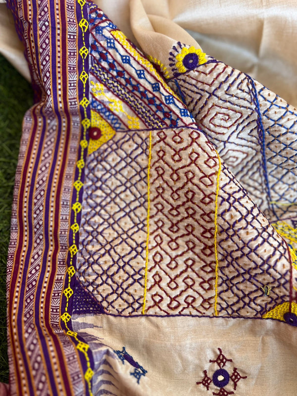 Tusser silk lambani work dupatta