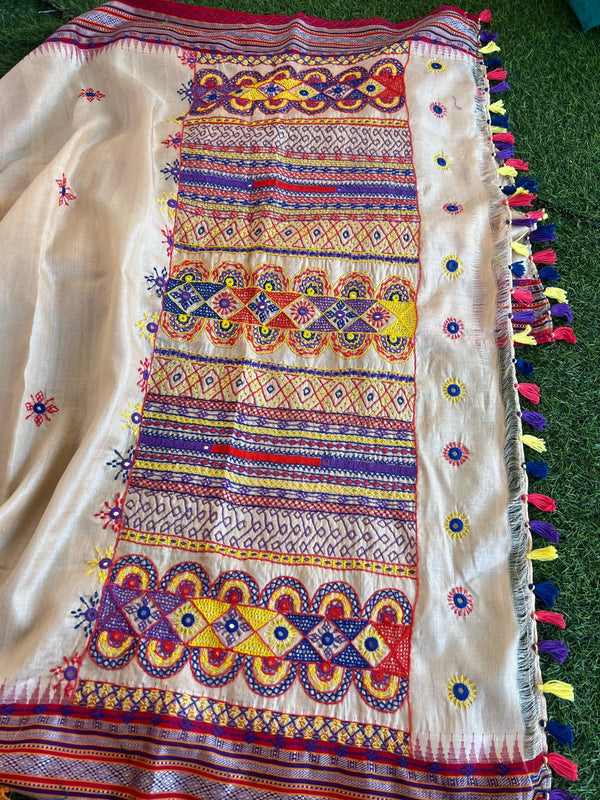 Tusser silk lambani work dupatta