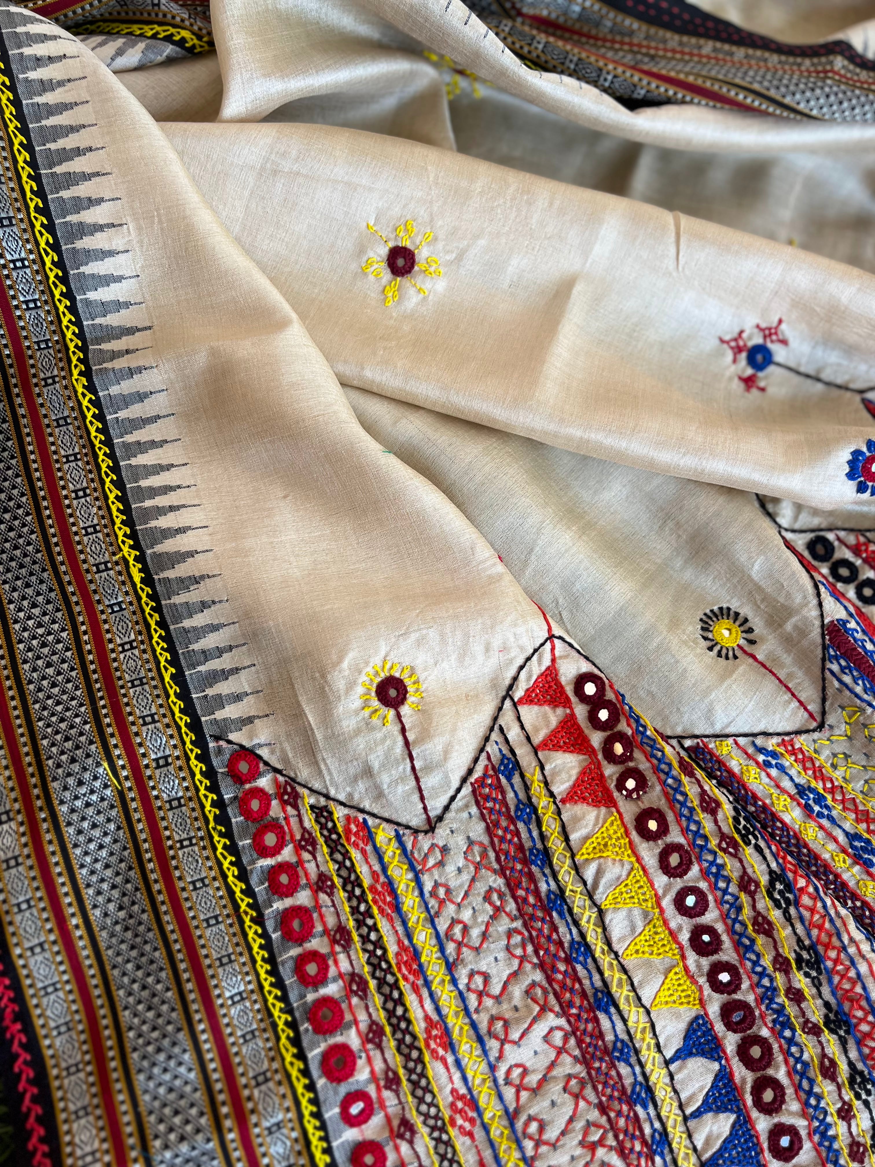 Karvati kinara Vidharba tusser silk  dupatta