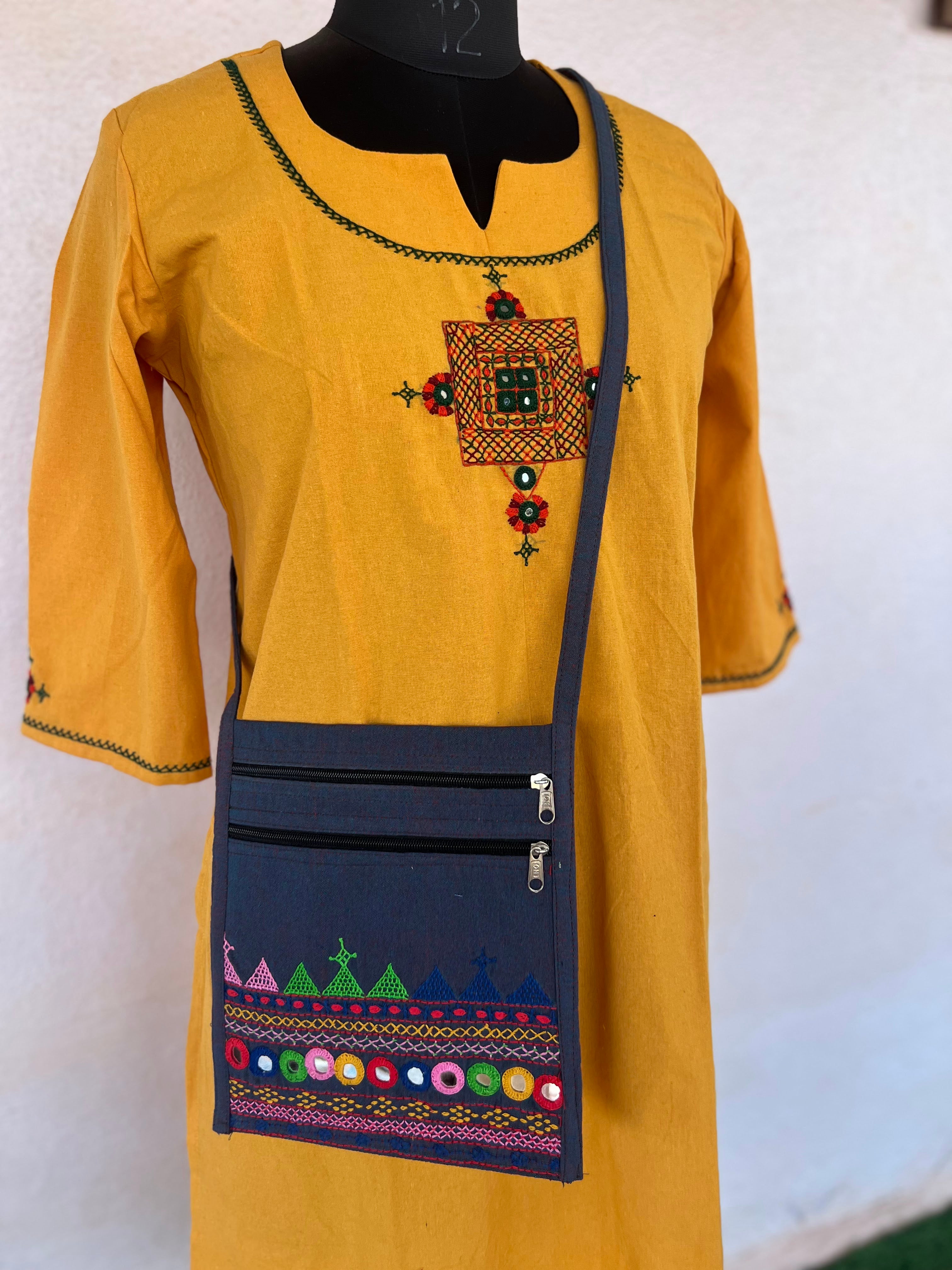 Lambani Hand Embroidery Cotton Sling Bag