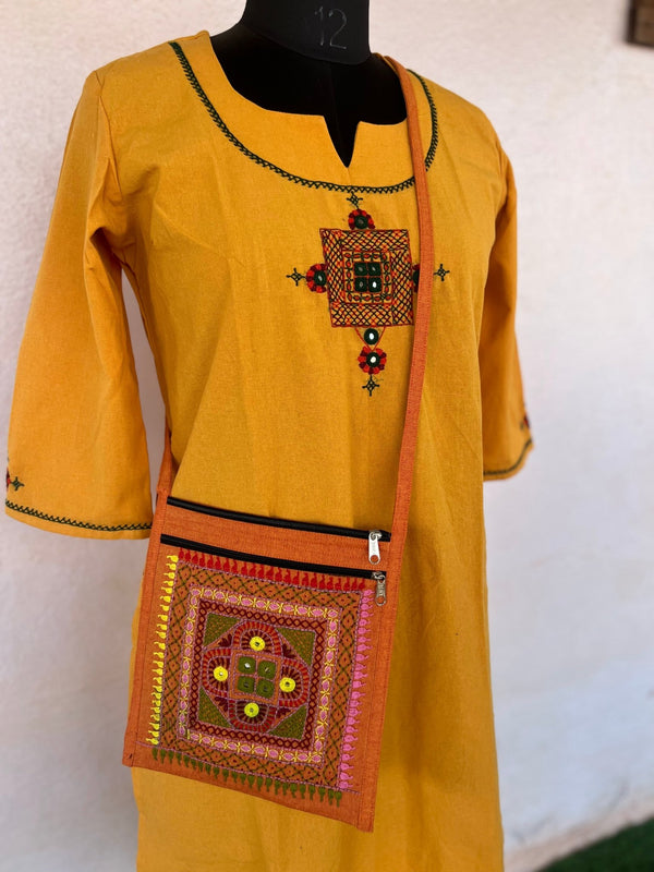 Lambani Hand Embroidery Cotton Sling Bag