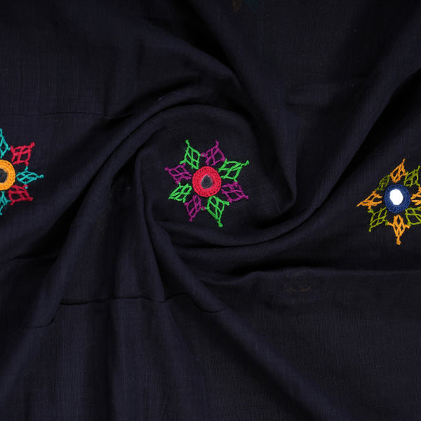 Ilkal Cotton Lambani Saree | Black & Maroon Embroidered Cotton Saree