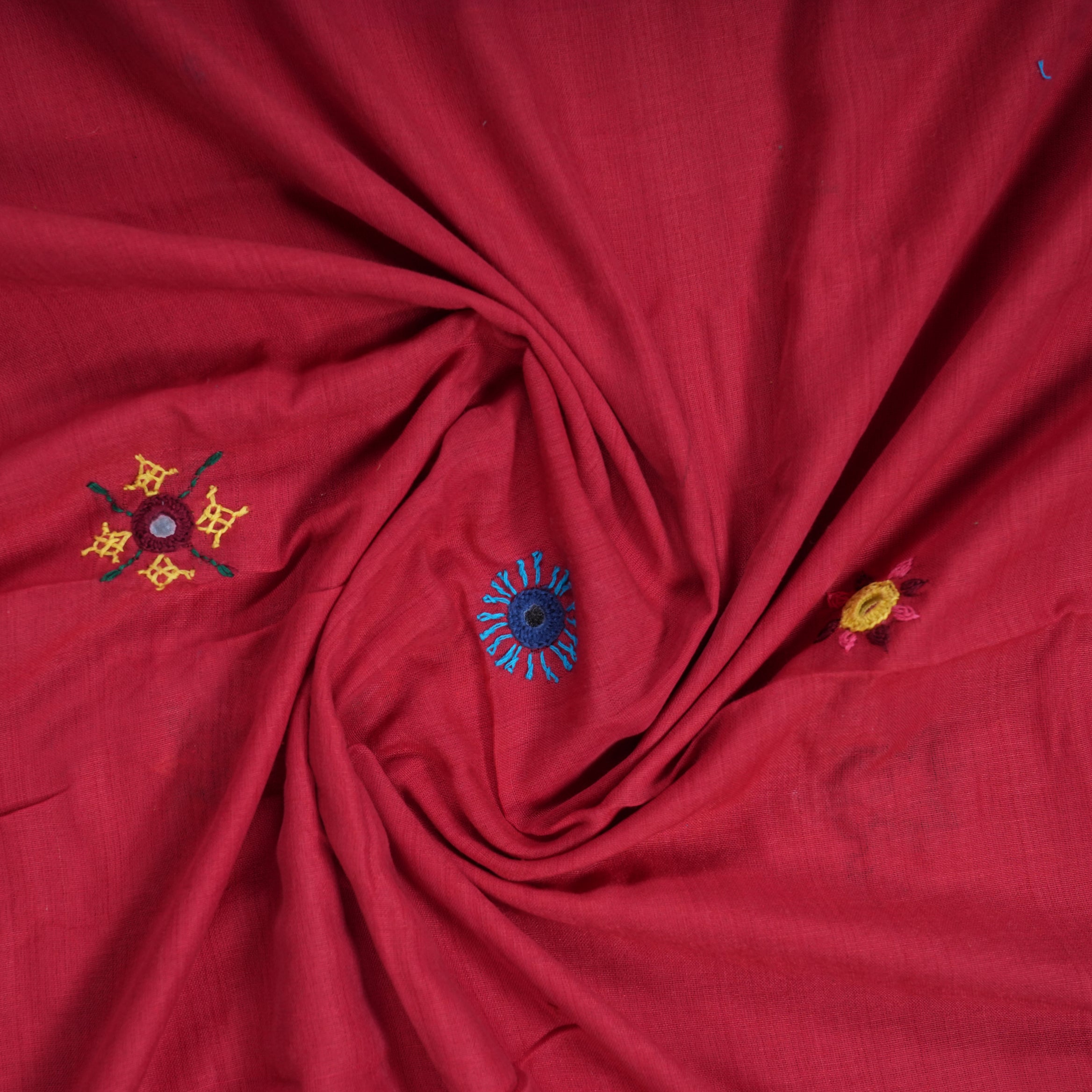 Ilkal Cotton Lambani Saree | Deep Red Handcrafted Embroidered Saree