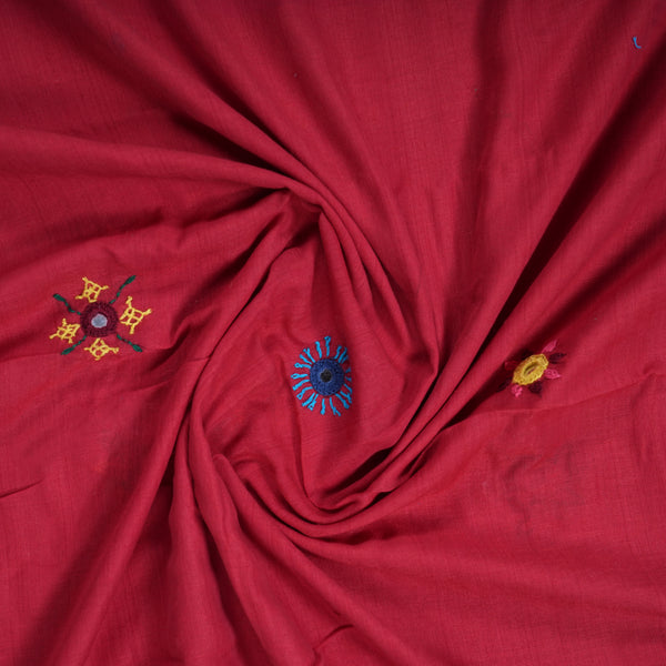 Ilkal Cotton Lambani Saree | Deep Red Handcrafted Embroidered Saree