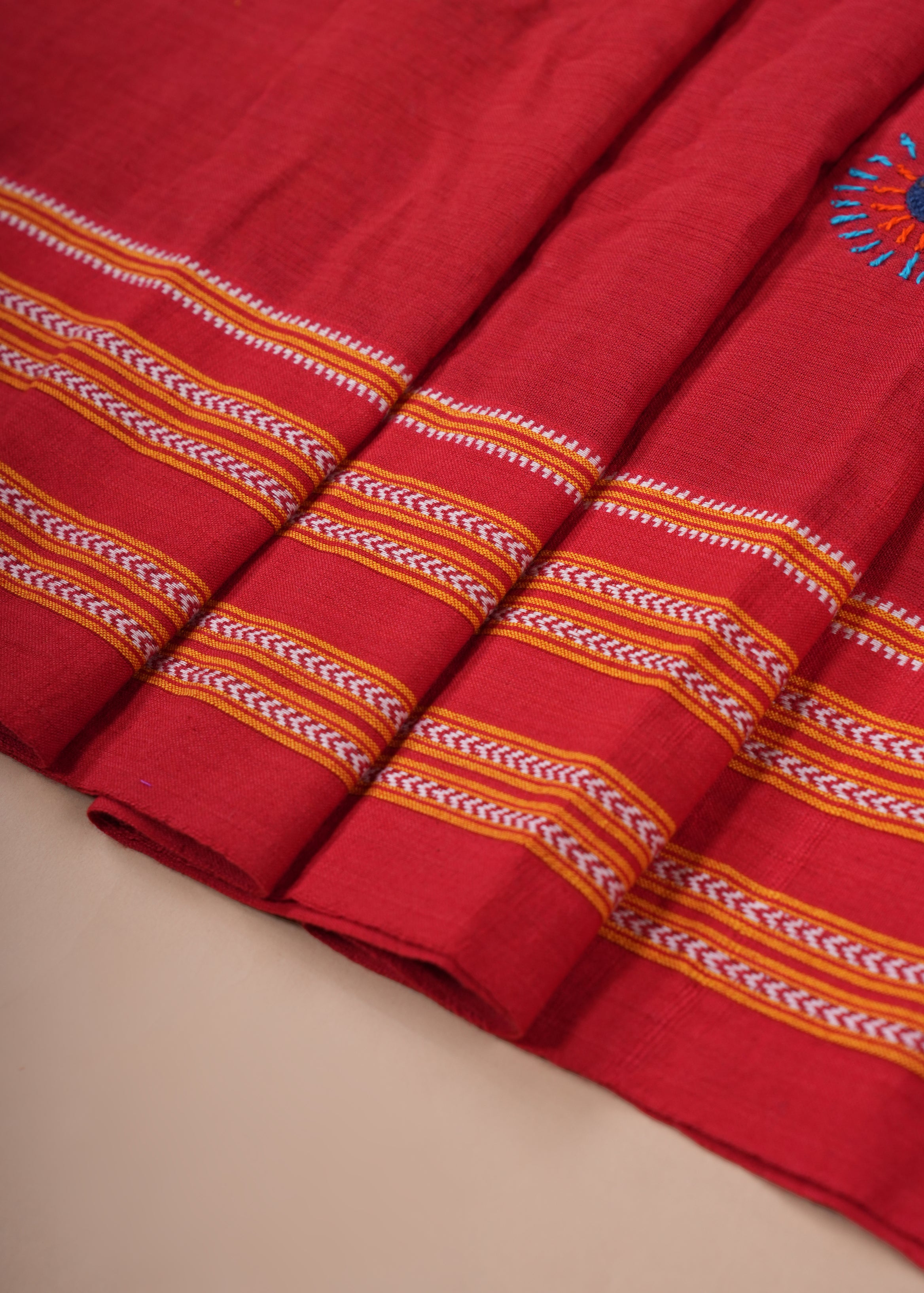 Ilkal Cotton Lambani Saree | Deep Red Handcrafted Embroidered Saree