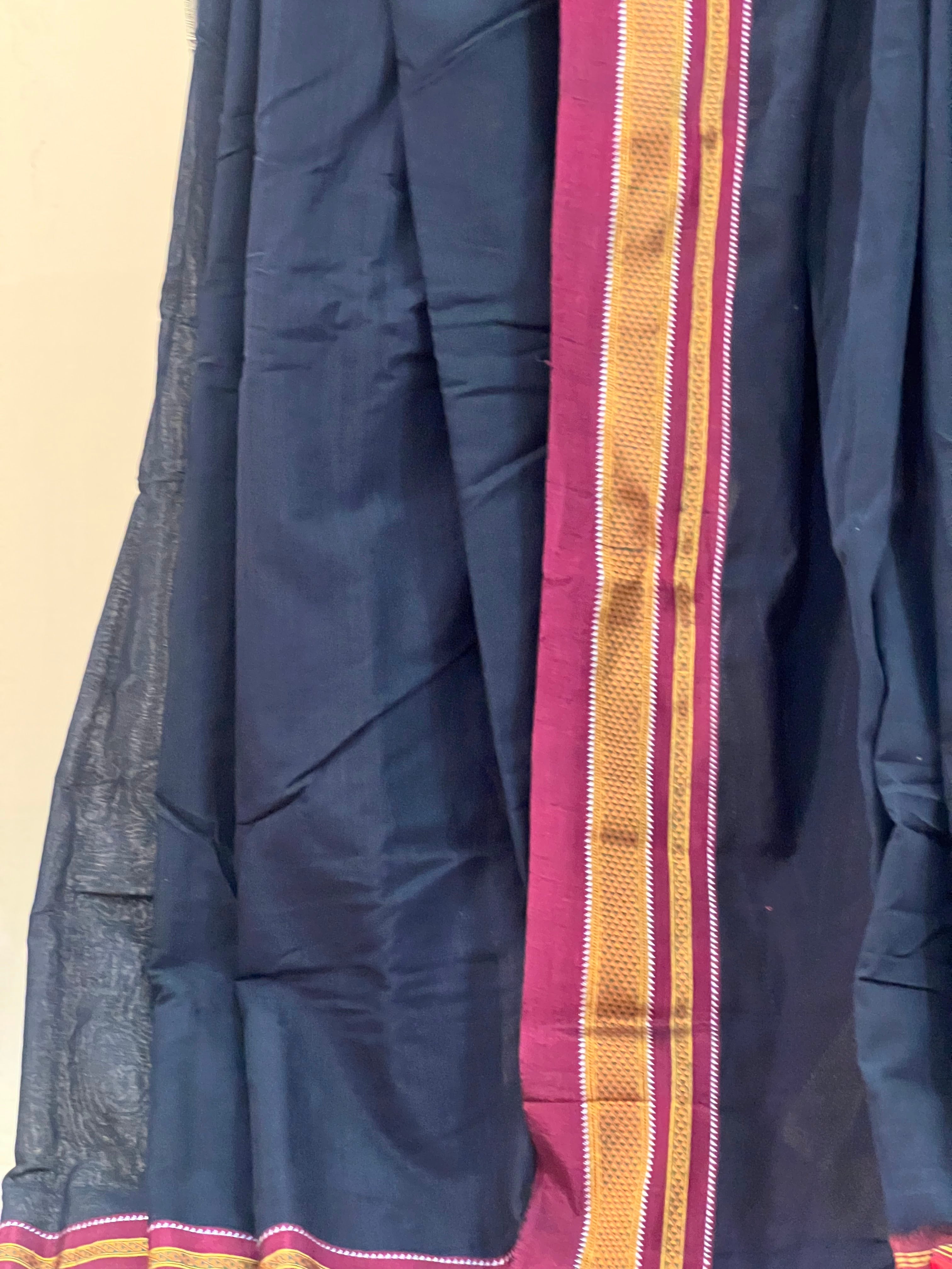 Black with Red & Gold Pallu Ilkal Cotton Silk Saree