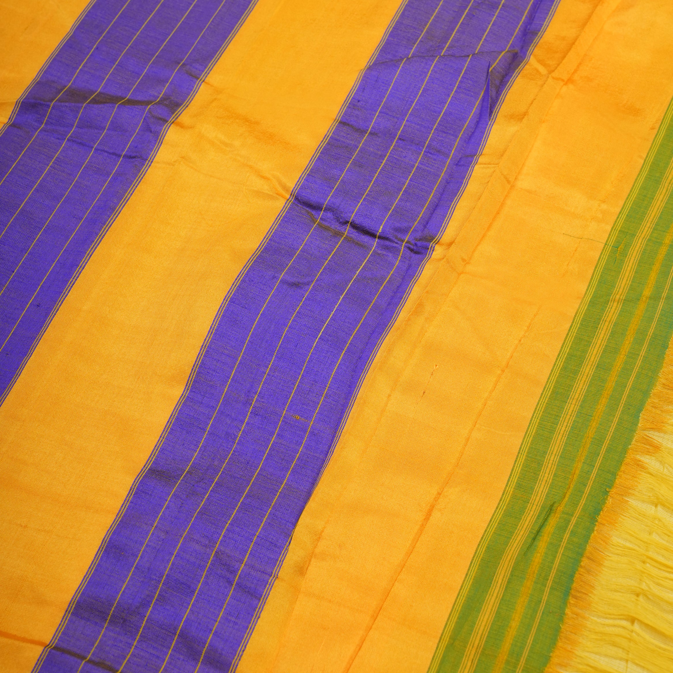 Sunshine Yellow with Purple Pallu Ilkal Cotton Silk Saree