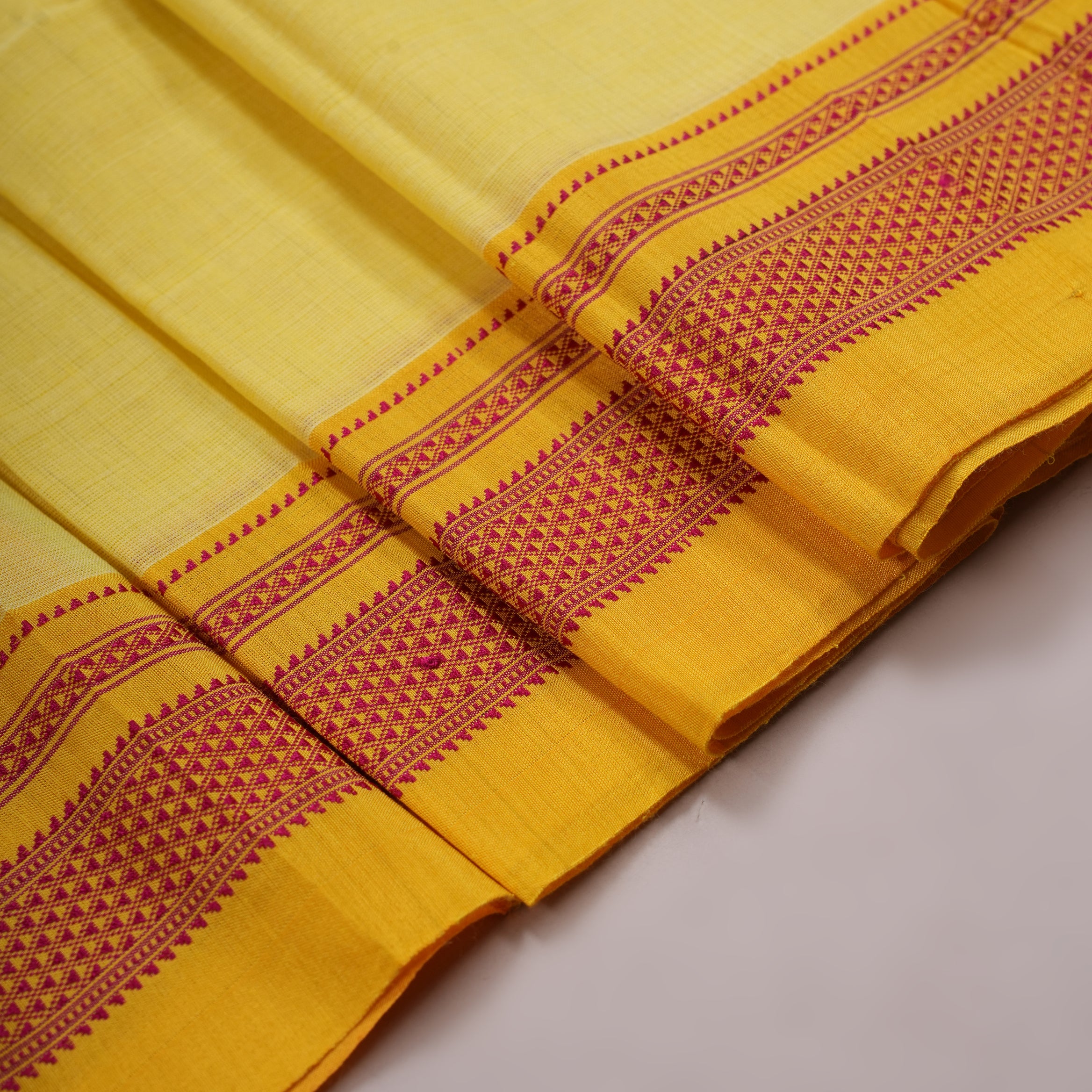 Sunshine Yellow with Purple Pallu Ilkal Cotton Silk Saree