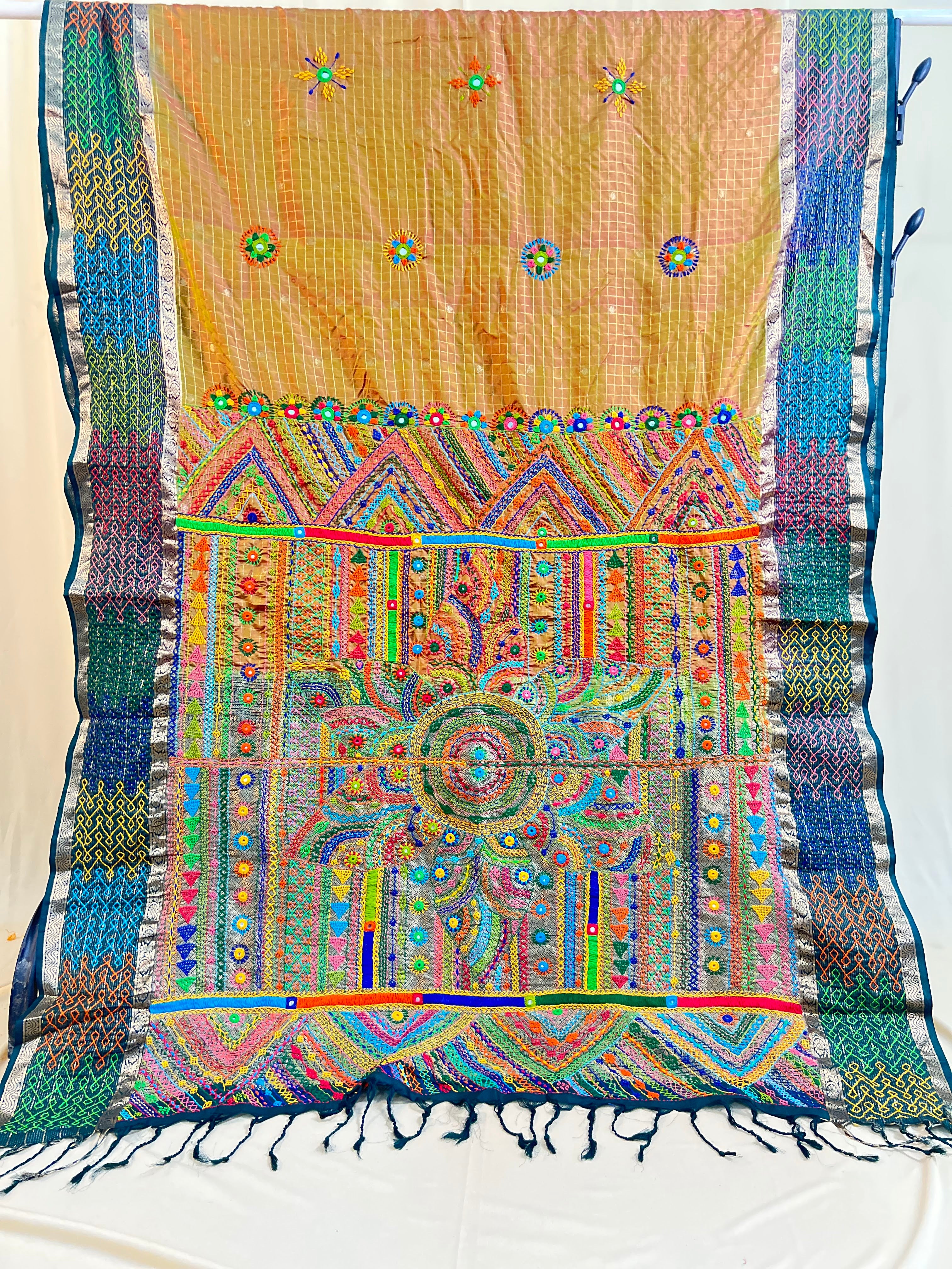 Lambani Silk Saree | Multicolor Handcrafted Embroidered Molkalmuru Saree