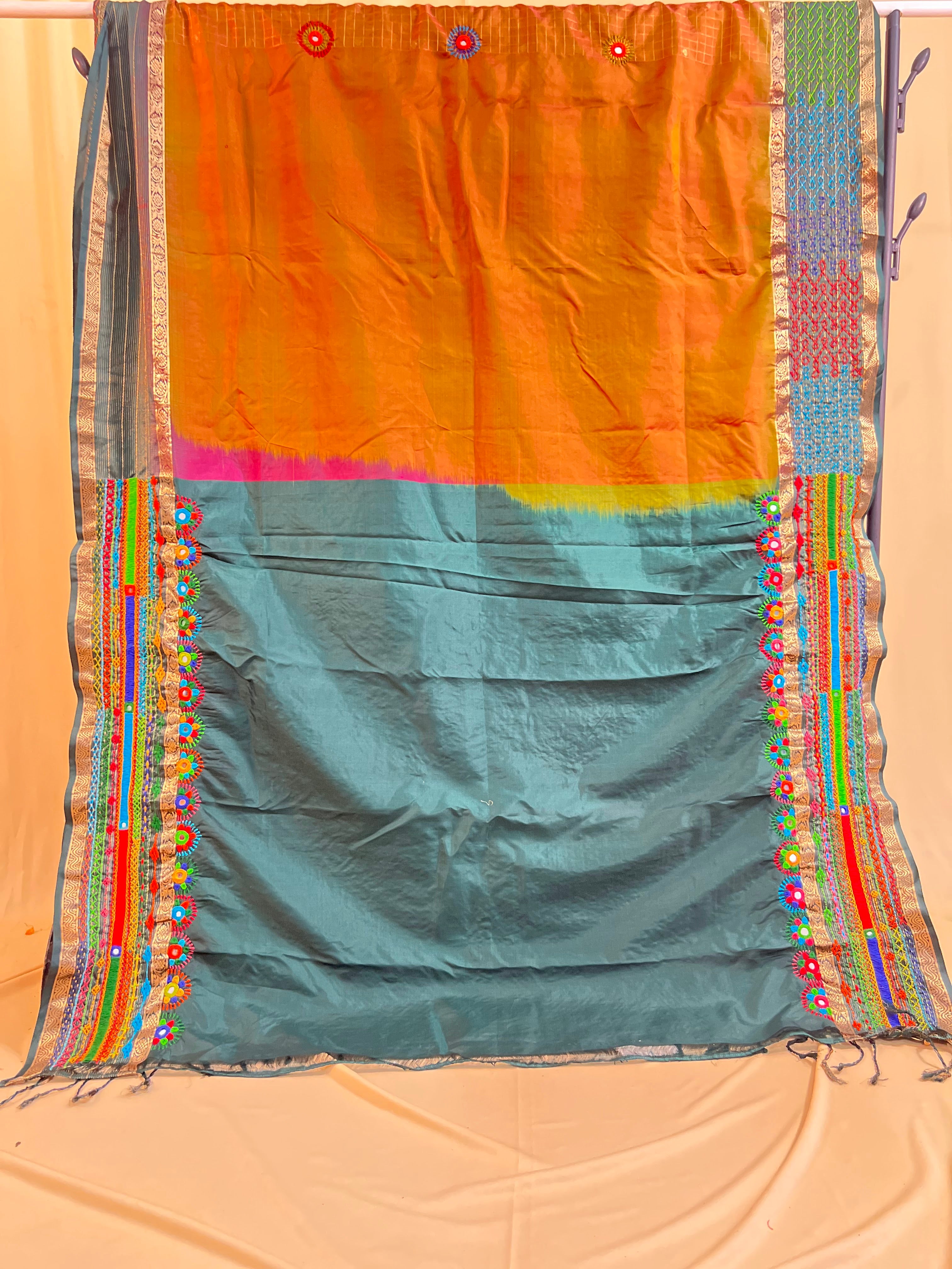 Lambani Silk Saree | Multicolor Handcrafted Embroidered Molkalmuru Saree
