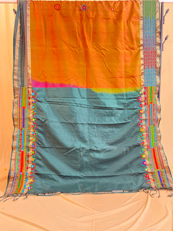 Lambani Silk Saree | Multicolor Handcrafted Embroidered Molkalmuru Saree